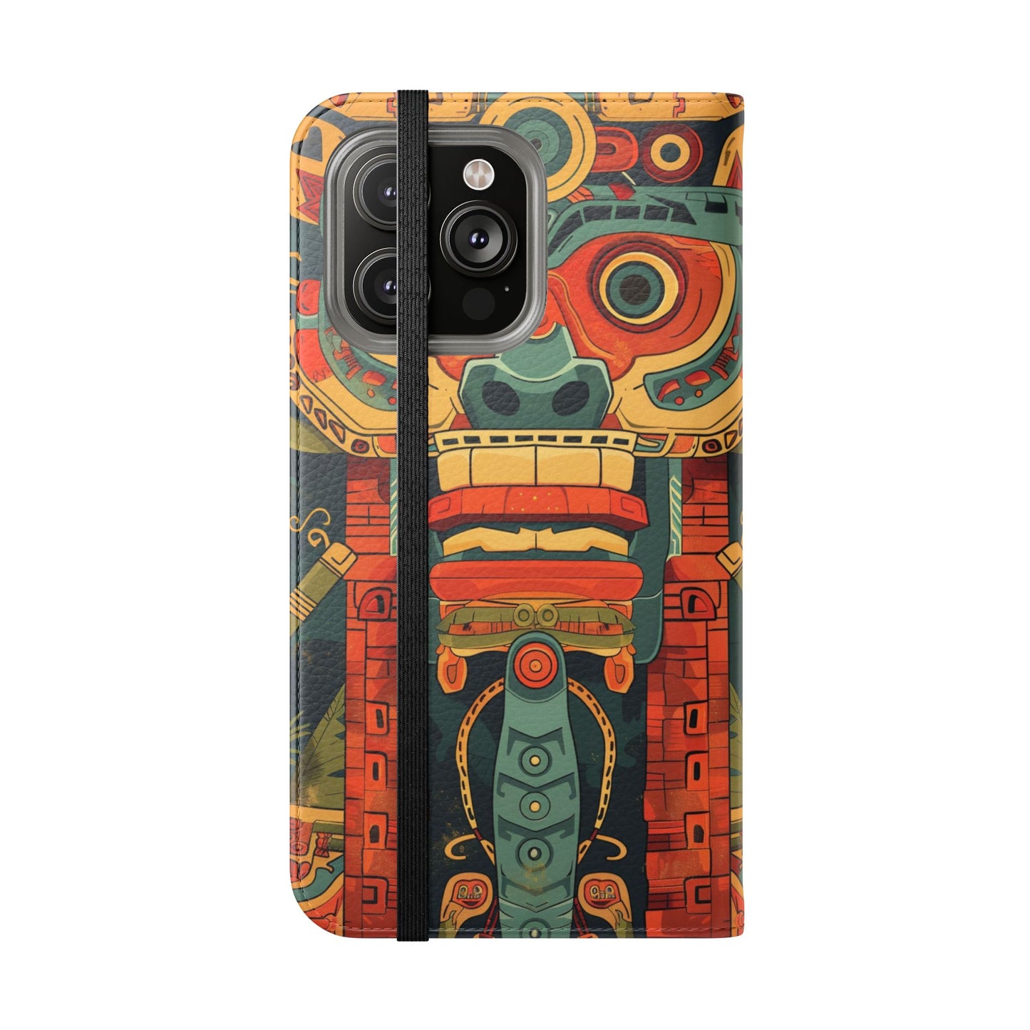 Aztec Totem Mask - Wallet Flip Case