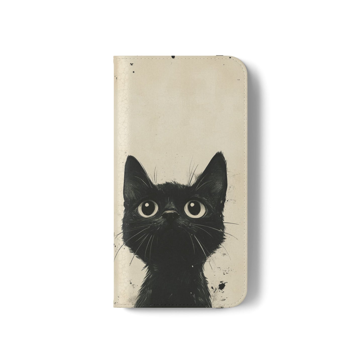 Black Cat Ink Sketch - Wallet Flip Case