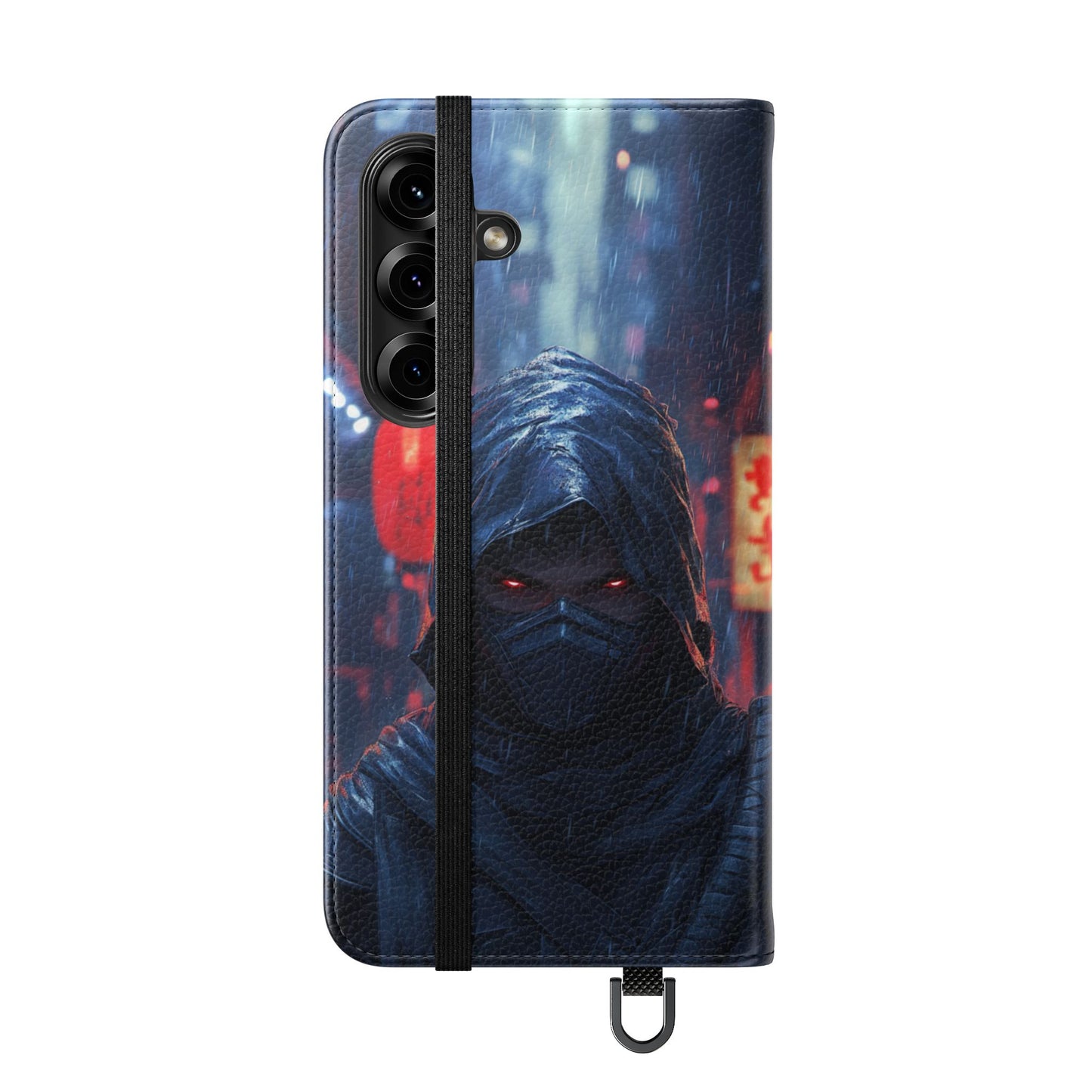Cyberpunk Ninja Red Eyes Rain - Wallet Flip Case