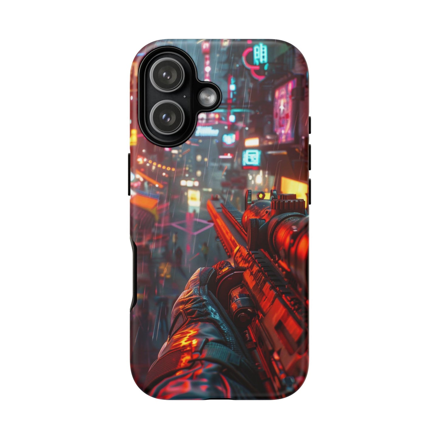 Neon Rain Sniper – Tough iPhone Case