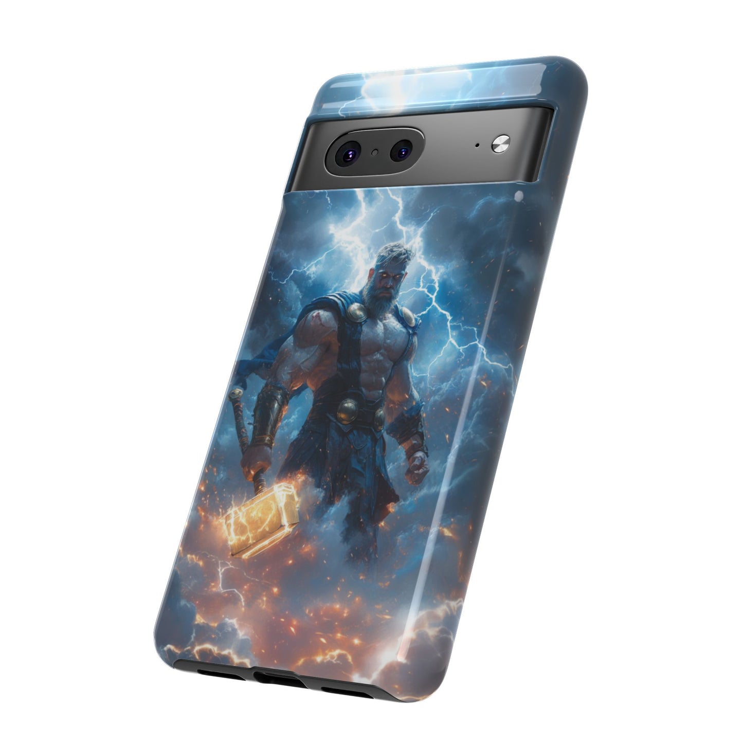 Thunderous Might: Thor Wielding Mjölnir Phone Case - iPhone, Google Pixel, Samsung