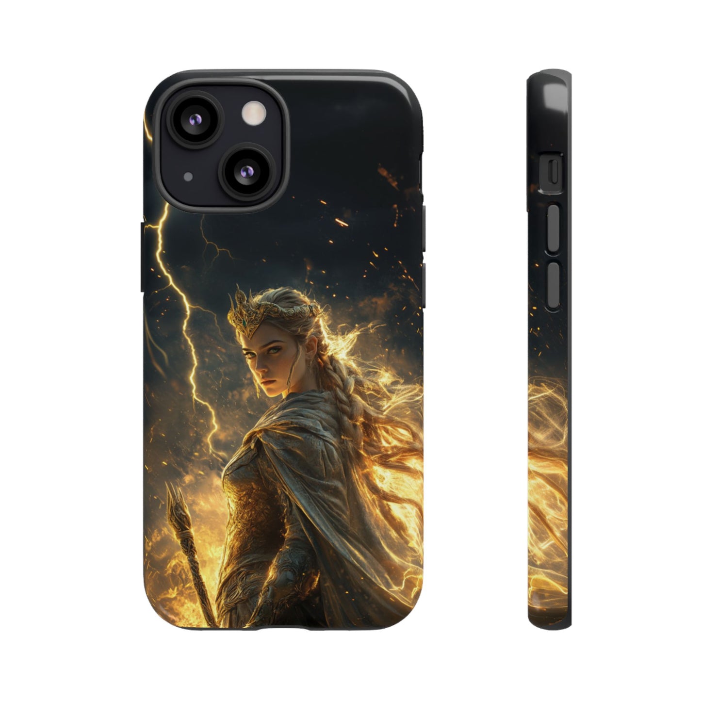 Elf Queen Golden Lightning Storm Crown - Tough iPhone Case