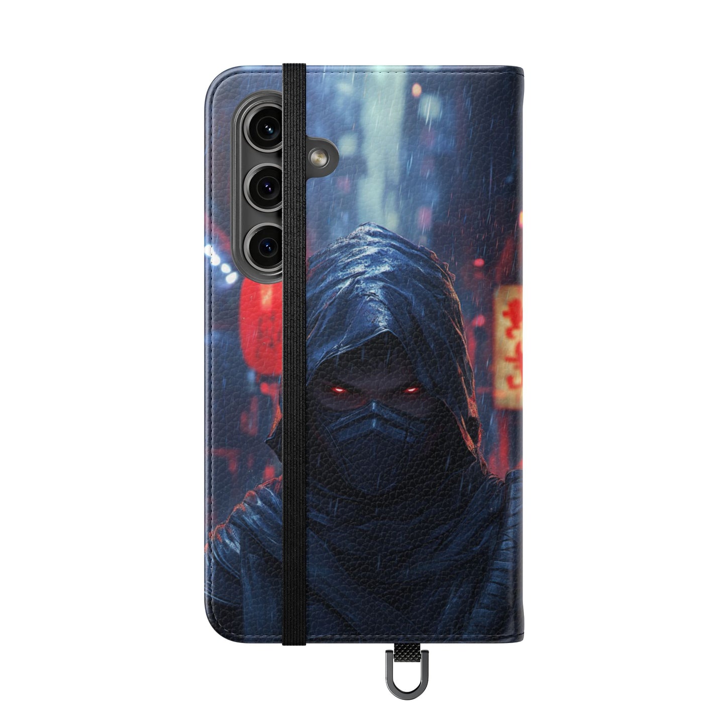Cyberpunk Ninja Red Eyes Rain - Wallet Flip Case