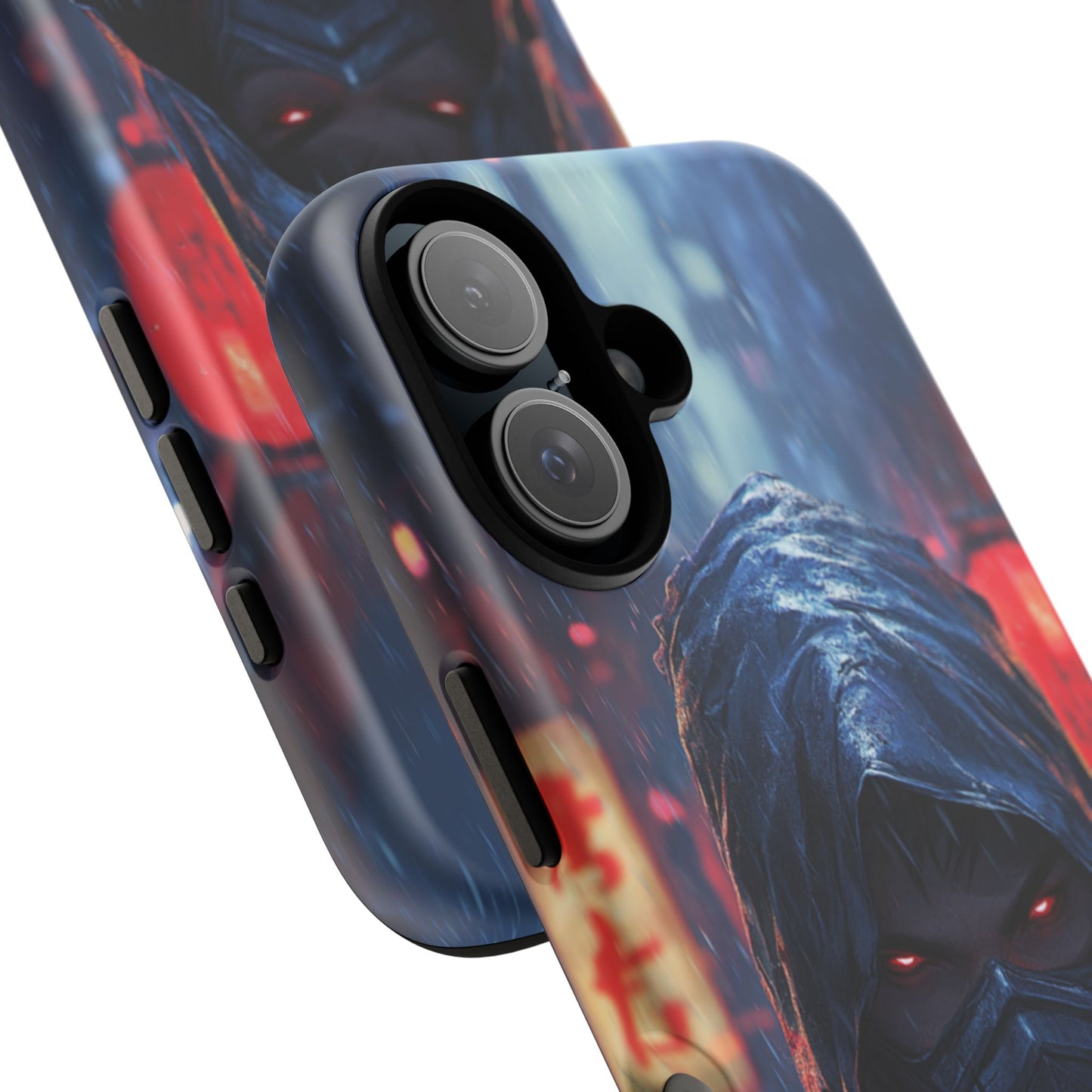Cyberpunk Ninja Red Eyes Rain - Tough iPhone Case