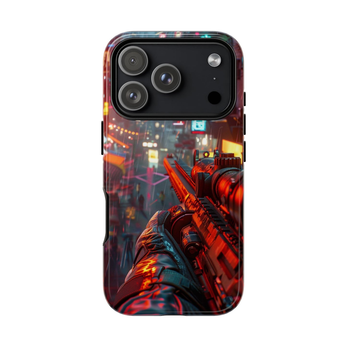 Neon Rain Sniper – Tough iPhone Case