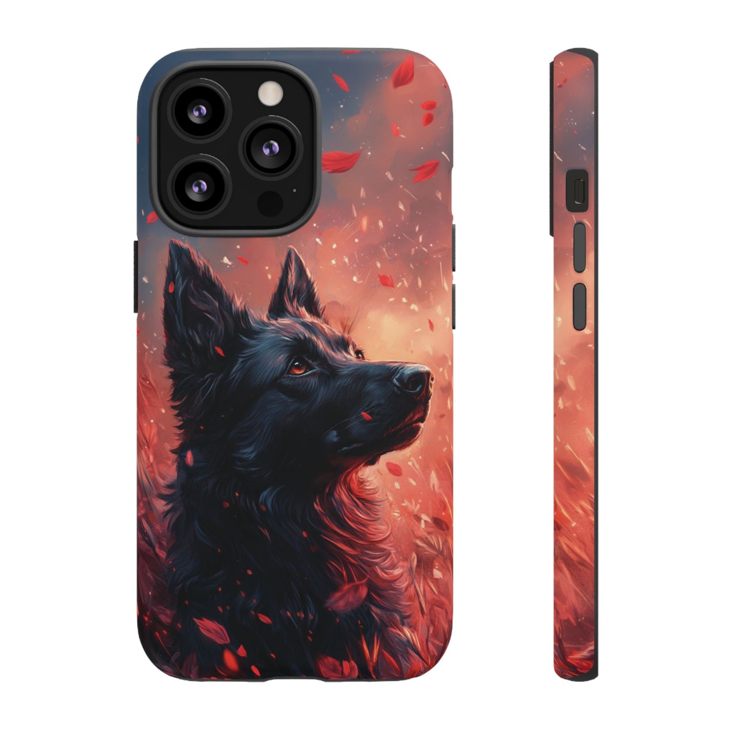 Graceful Canine in Falling Petals Phone Case – iPhone, Google Pixel, Samsung Galaxy