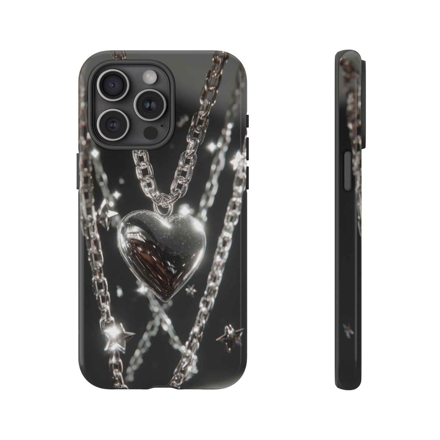 Silver Heart Chains - Tough iPhone Case