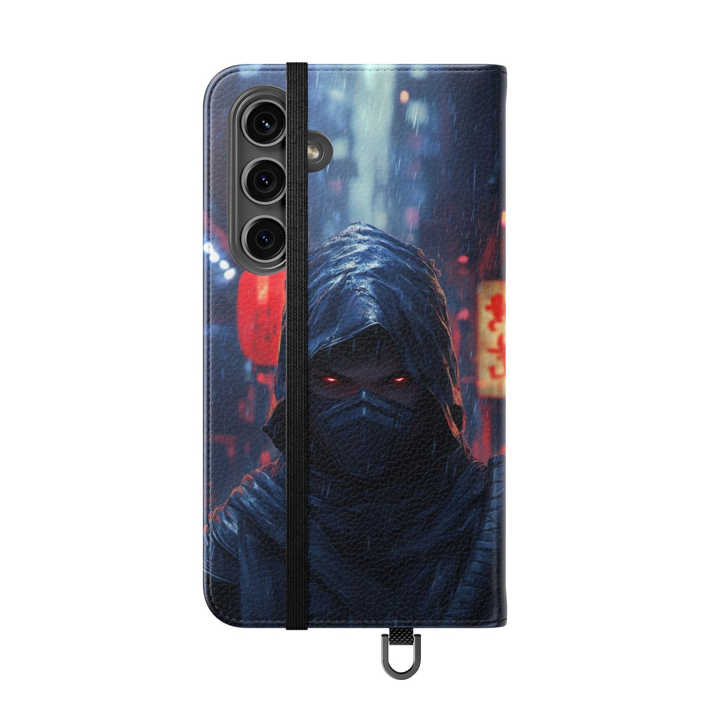 Cyberpunk Ninja Red Eyes Rain - Wallet Flip Case