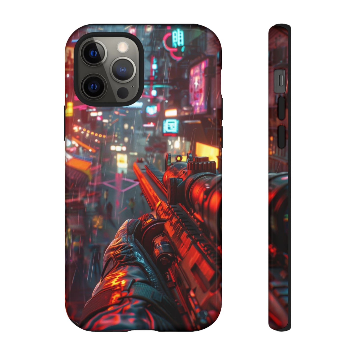 Neon Rain Sniper – Tough iPhone Case