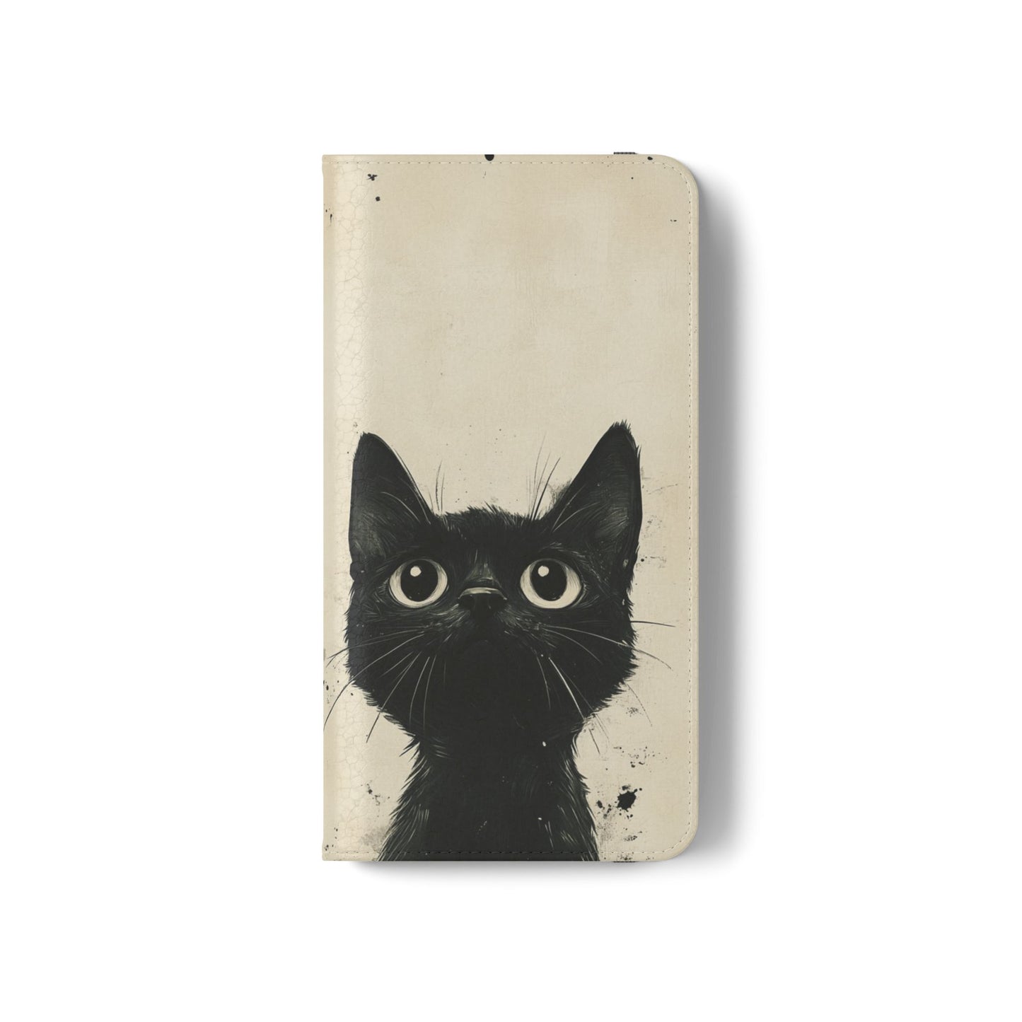 Black Cat Ink Sketch - Wallet Flip Case