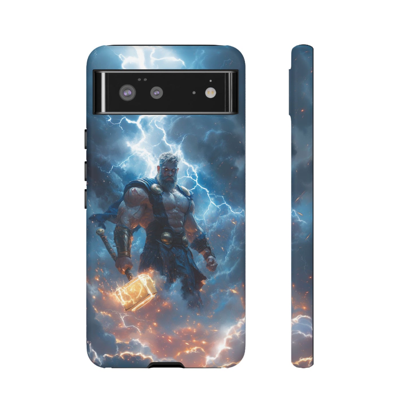 Thunderous Might: Thor Wielding Mjölnir Phone Case - iPhone, Google Pixel, Samsung