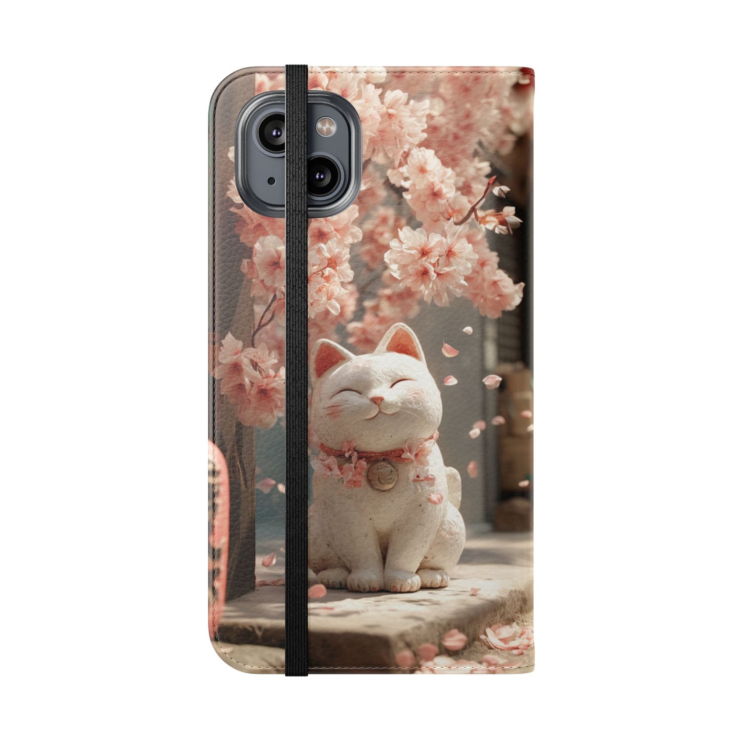 Sakura Lucky Cat - Wallet Flip Case