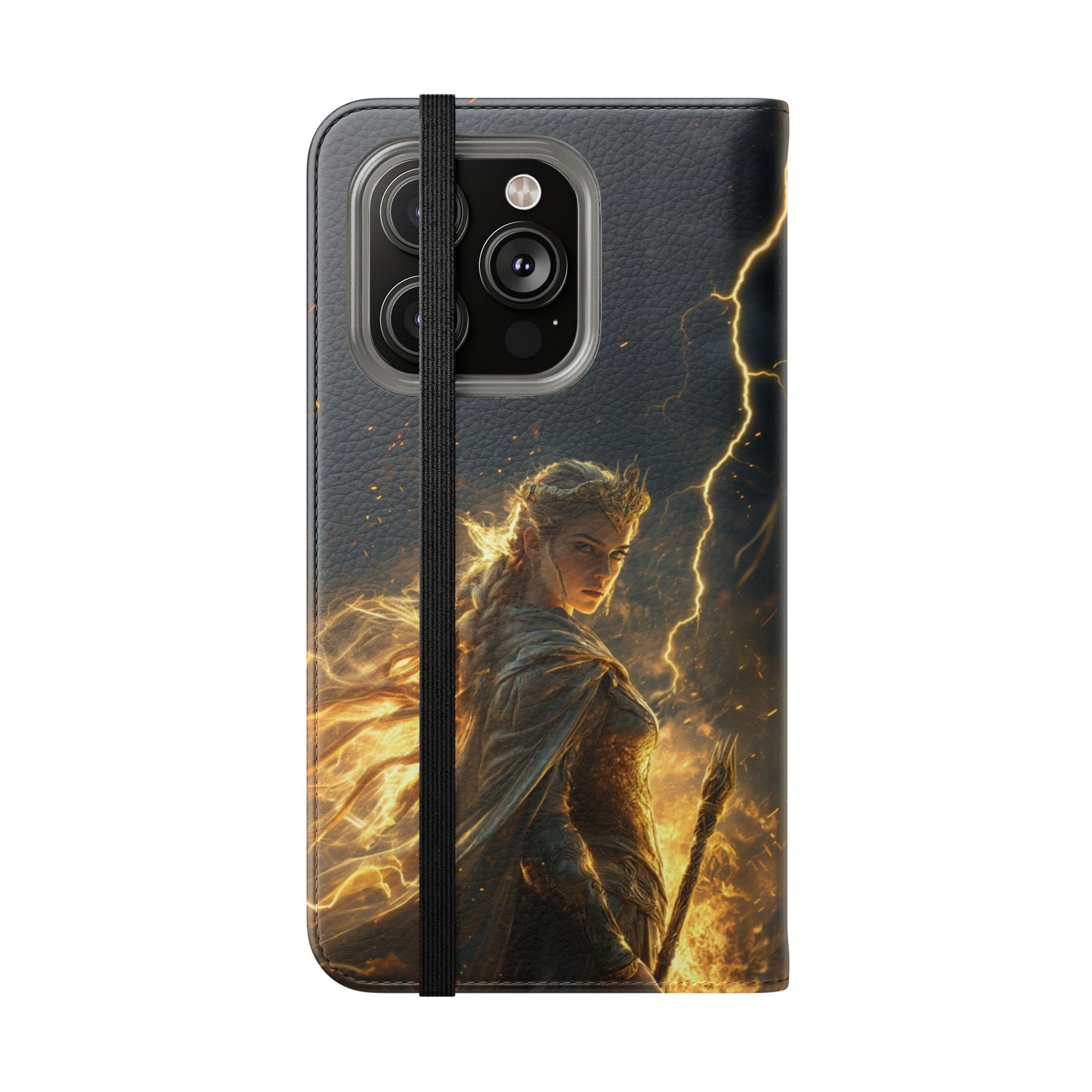 Elf Queen Golden Lightning Storm Crown - Wallet Flip Case
