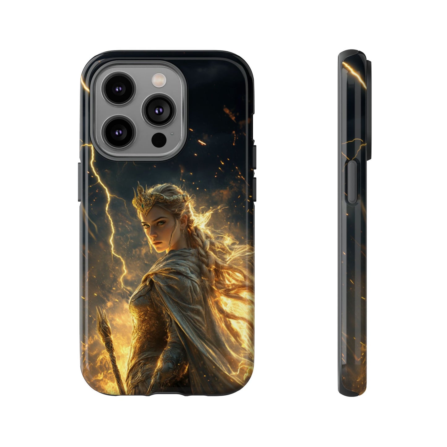 Elf Queen Golden Lightning Storm Crown - Tough iPhone Case