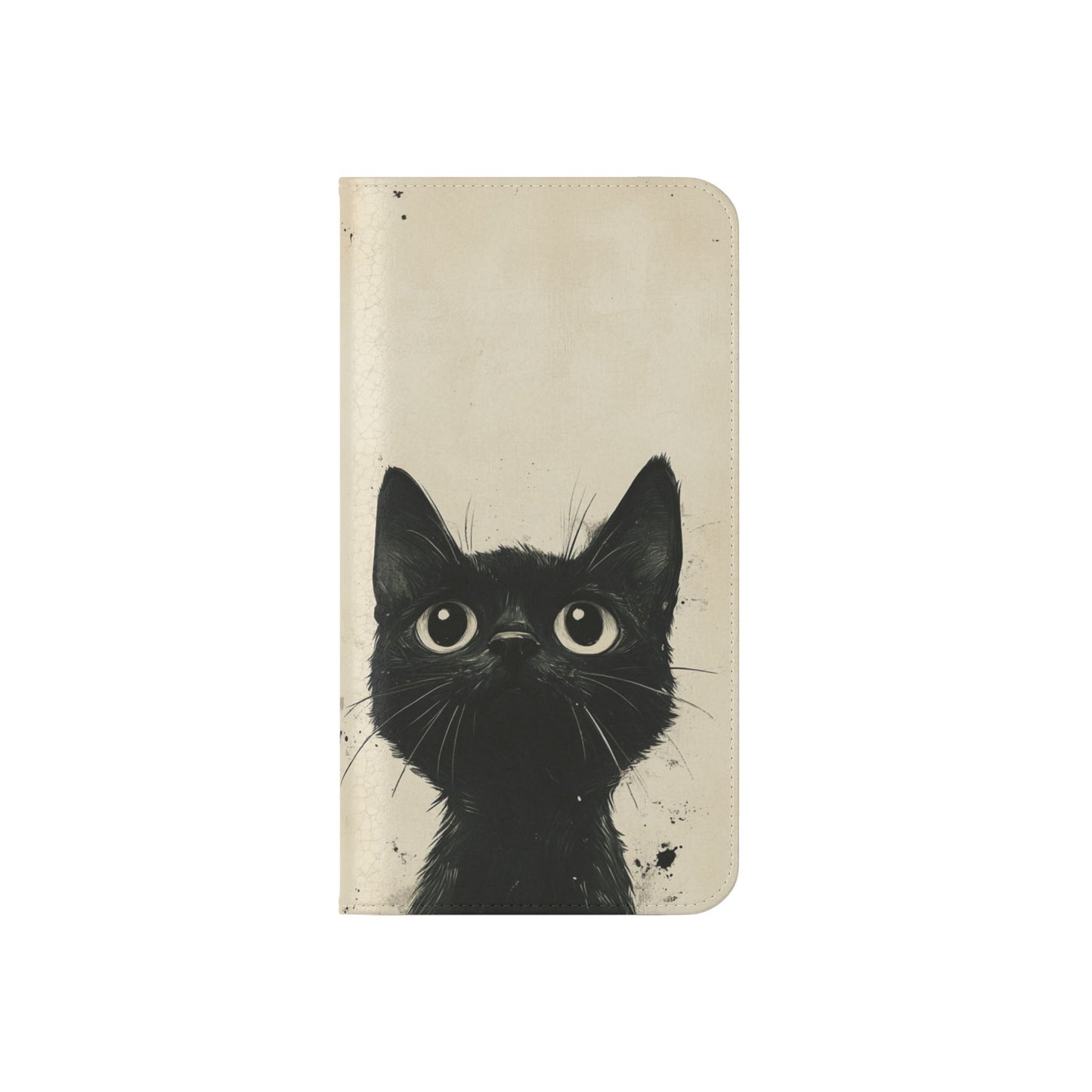 Black Cat Ink Sketch - Wallet Flip Case