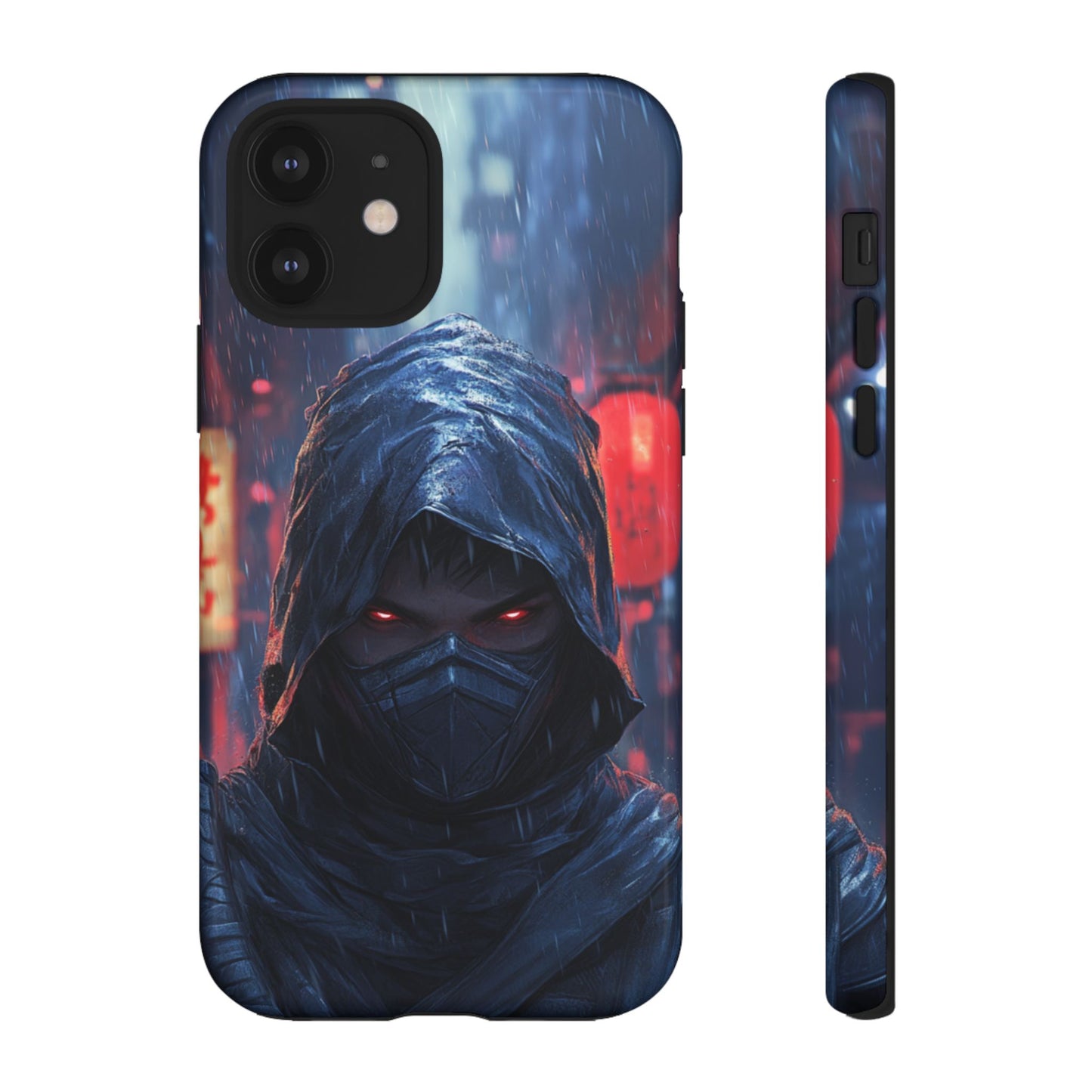 Cyberpunk Ninja Red Eyes Rain - Tough iPhone Case
