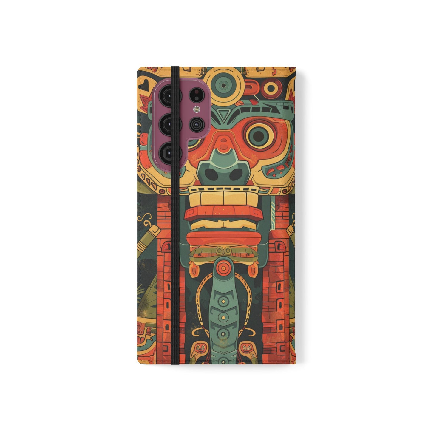 Aztec Totem Mask - Wallet Flip Case