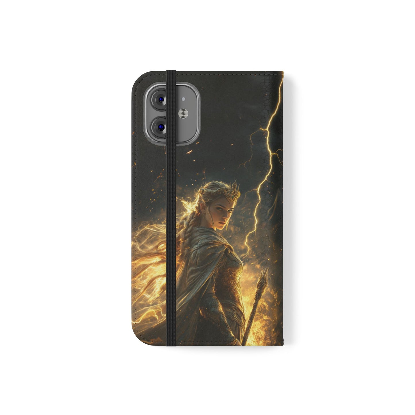 Elf Queen Golden Lightning Storm Crown - Wallet Flip Case