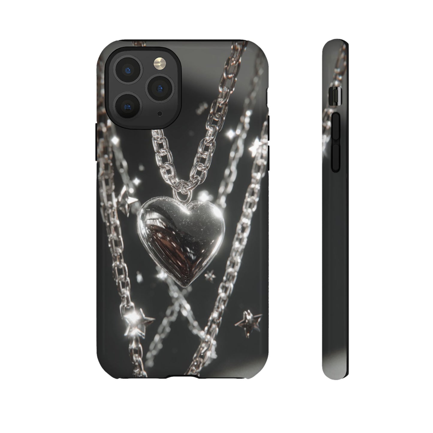Silver Heart Chains - Tough iPhone Case