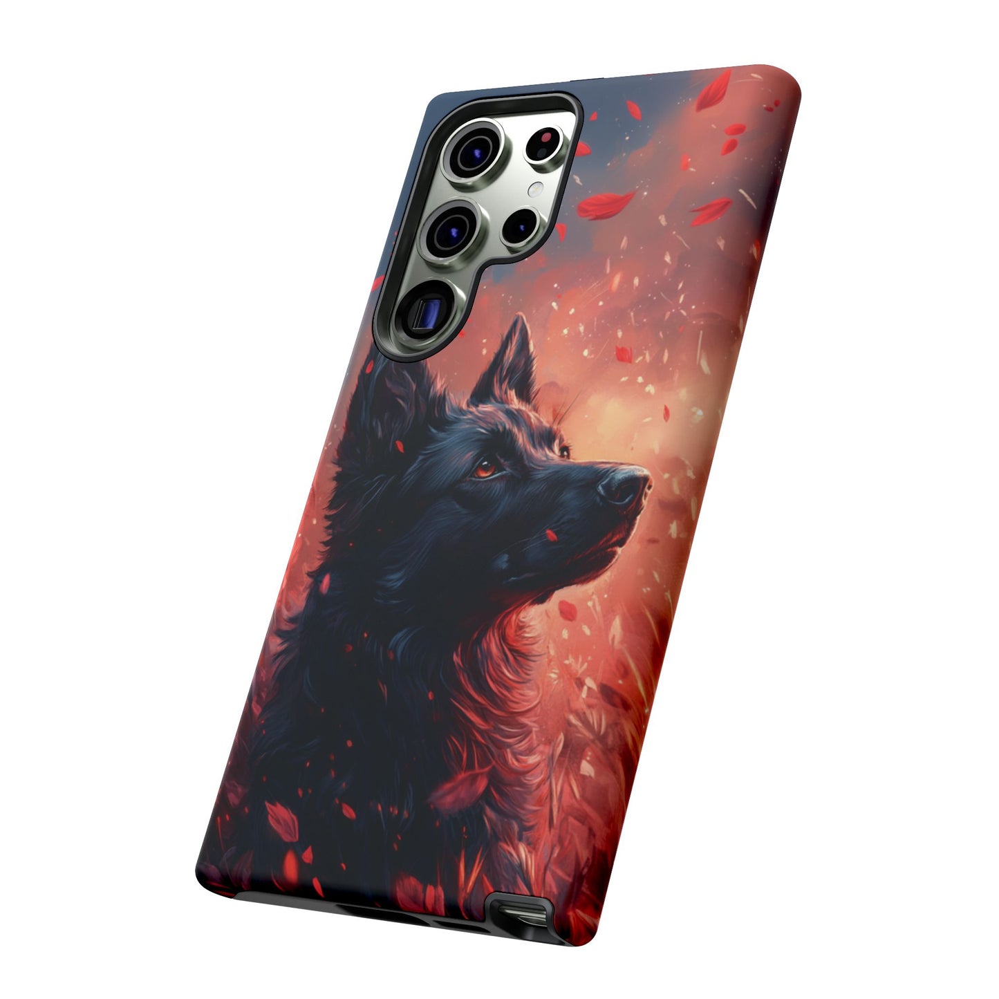 Graceful Canine in Falling Petals Phone Case – iPhone, Google Pixel, Samsung Galaxy