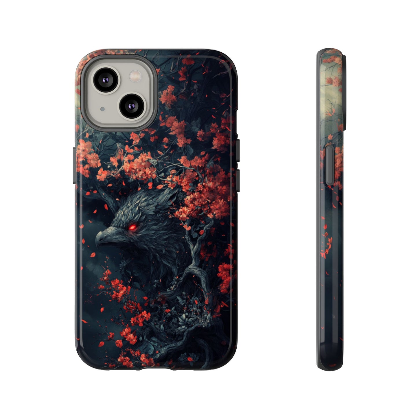 Crimson Raven Bloom – Tough iPhone Case