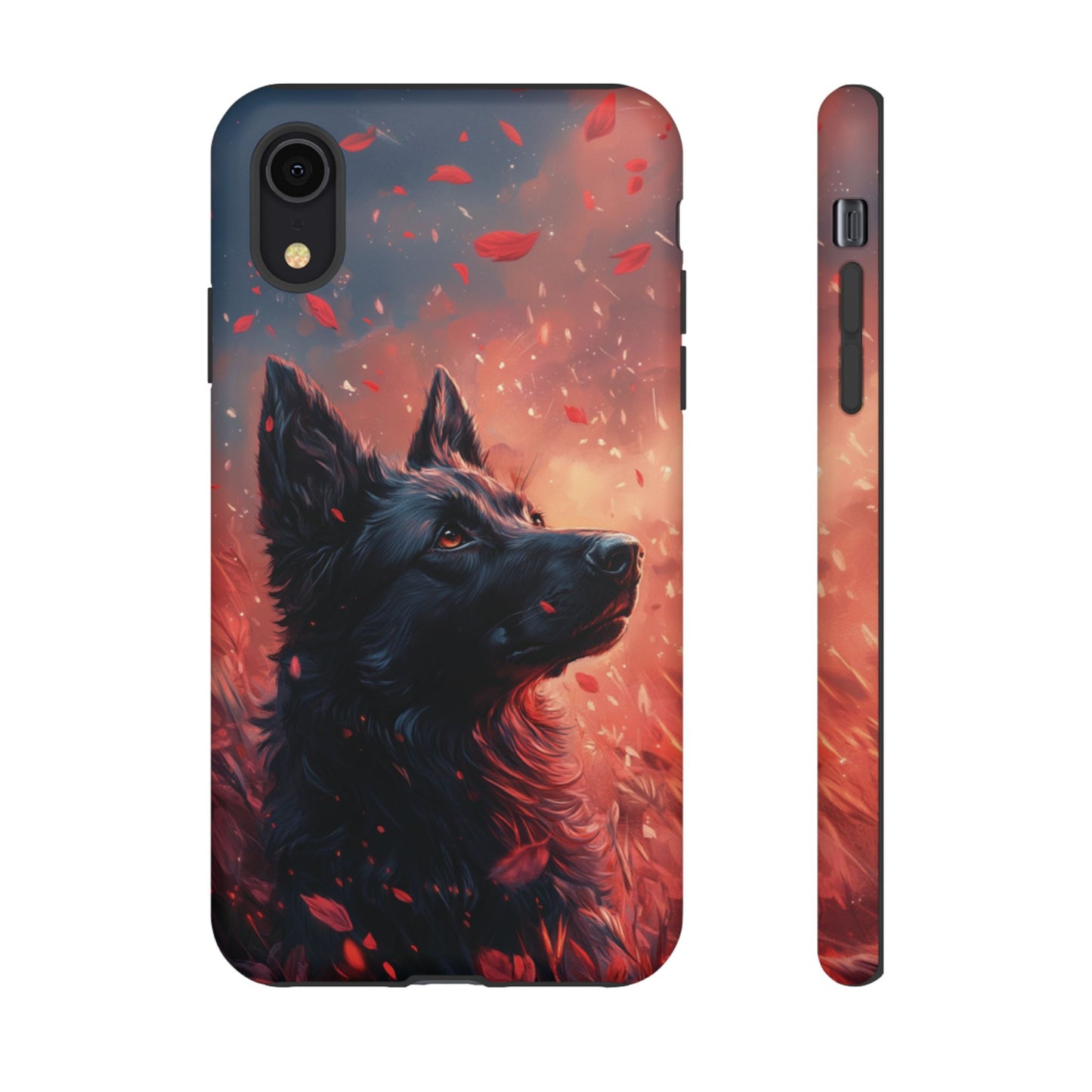 Graceful Canine in Falling Petals Phone Case – iPhone, Google Pixel, Samsung Galaxy