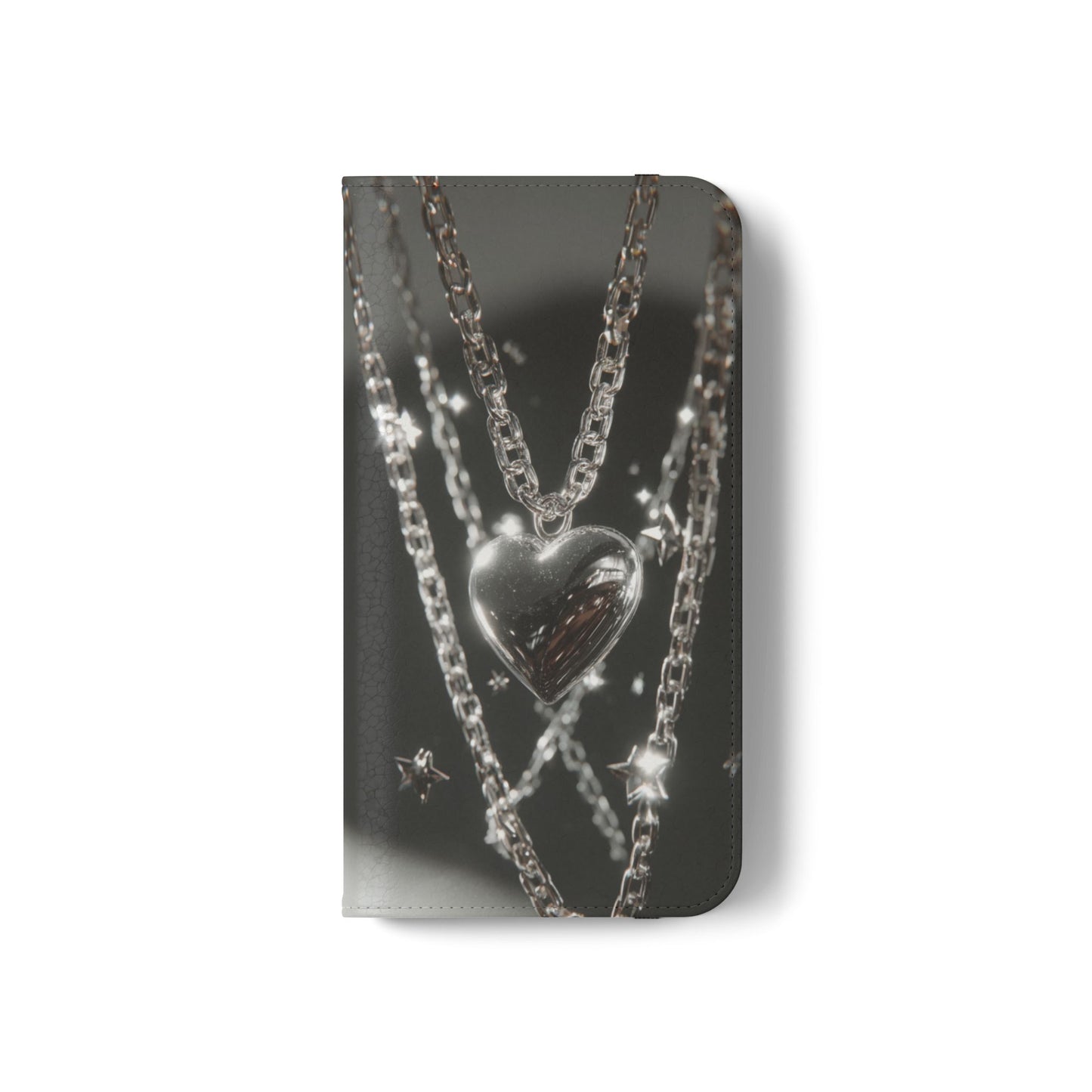 Silver Heart Chains - Wallet Flip Case