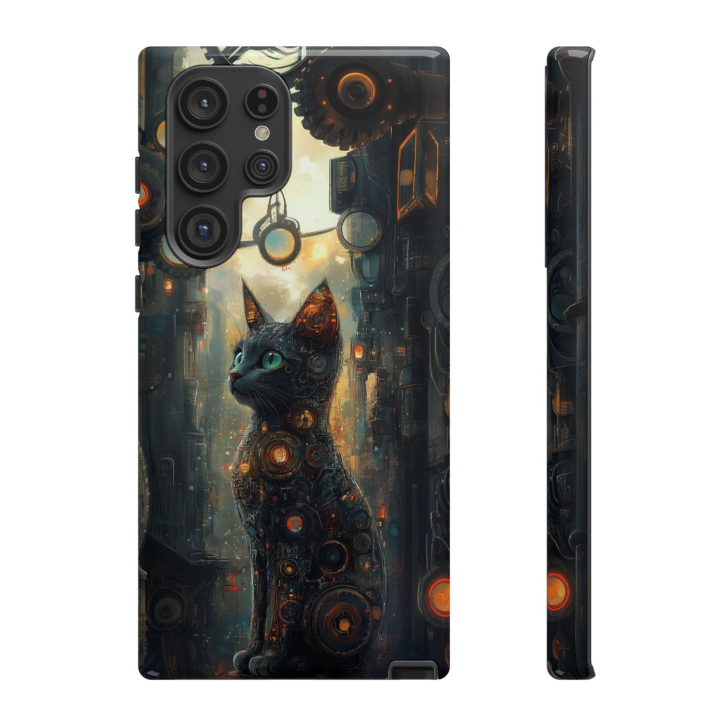 Cybernetic Steampunk Cat Phone Case – iPhone, Google Pixel, Samsung Galaxy
