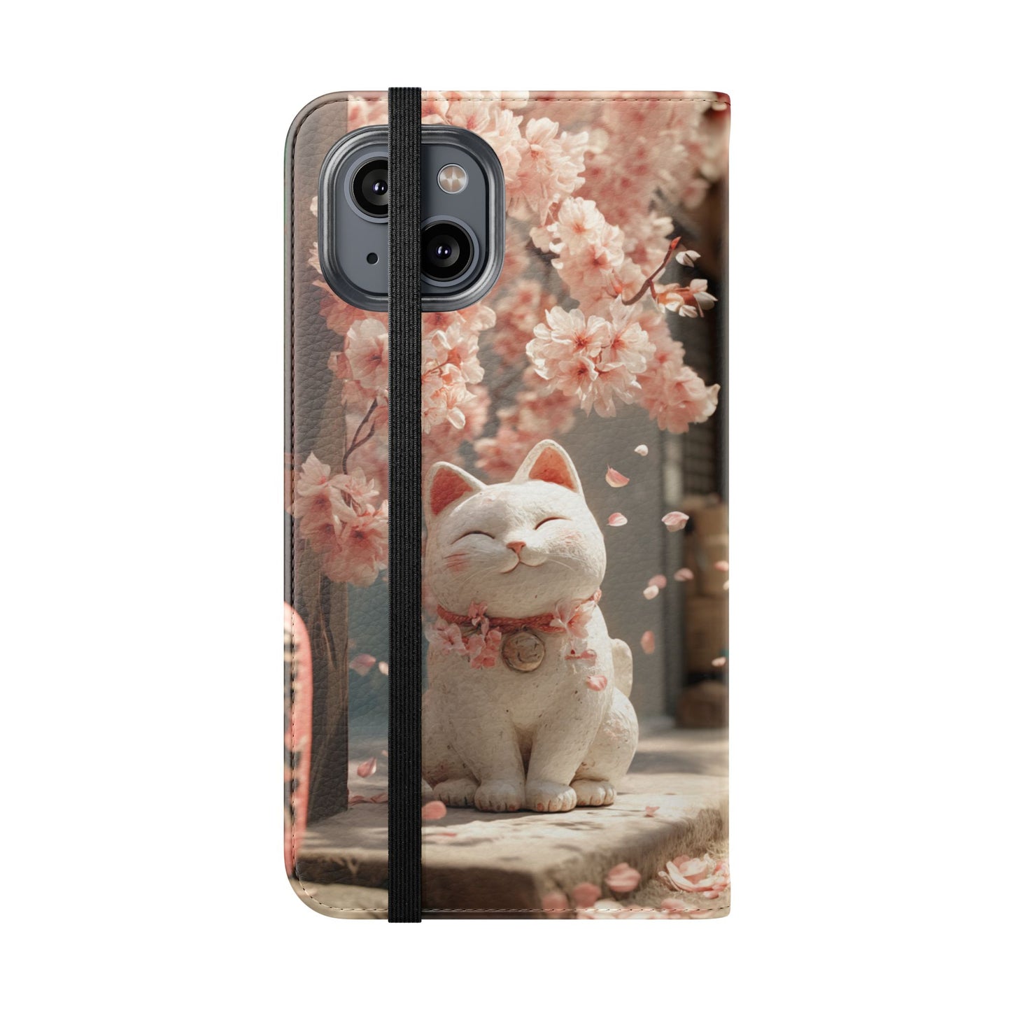 Sakura Lucky Cat - Wallet Flip Case