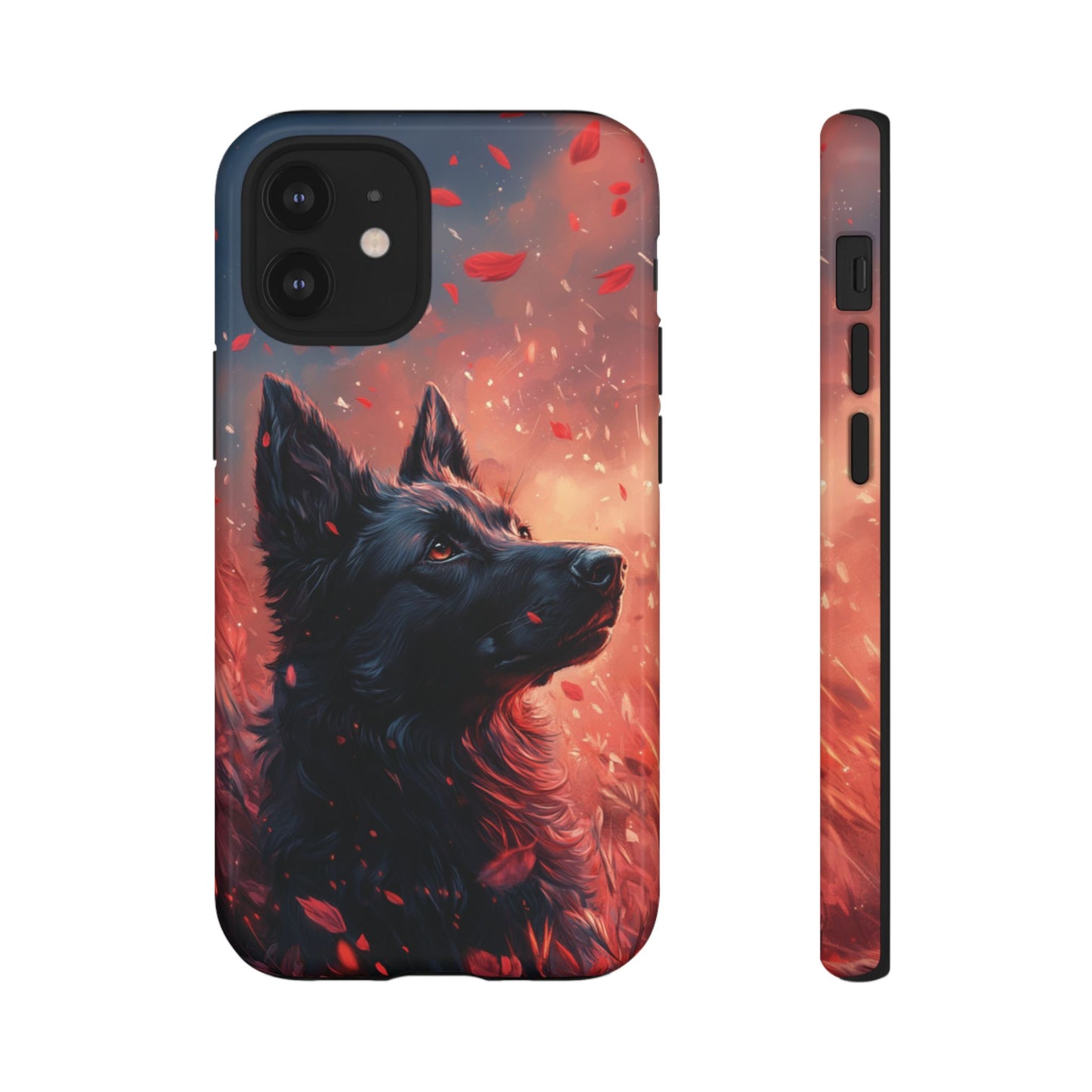 Graceful Canine in Falling Petals Phone Case – iPhone, Google Pixel, Samsung Galaxy