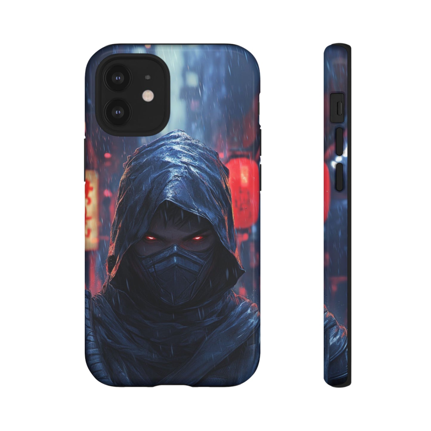 Cyberpunk Ninja Red Eyes Rain - Tough iPhone Case