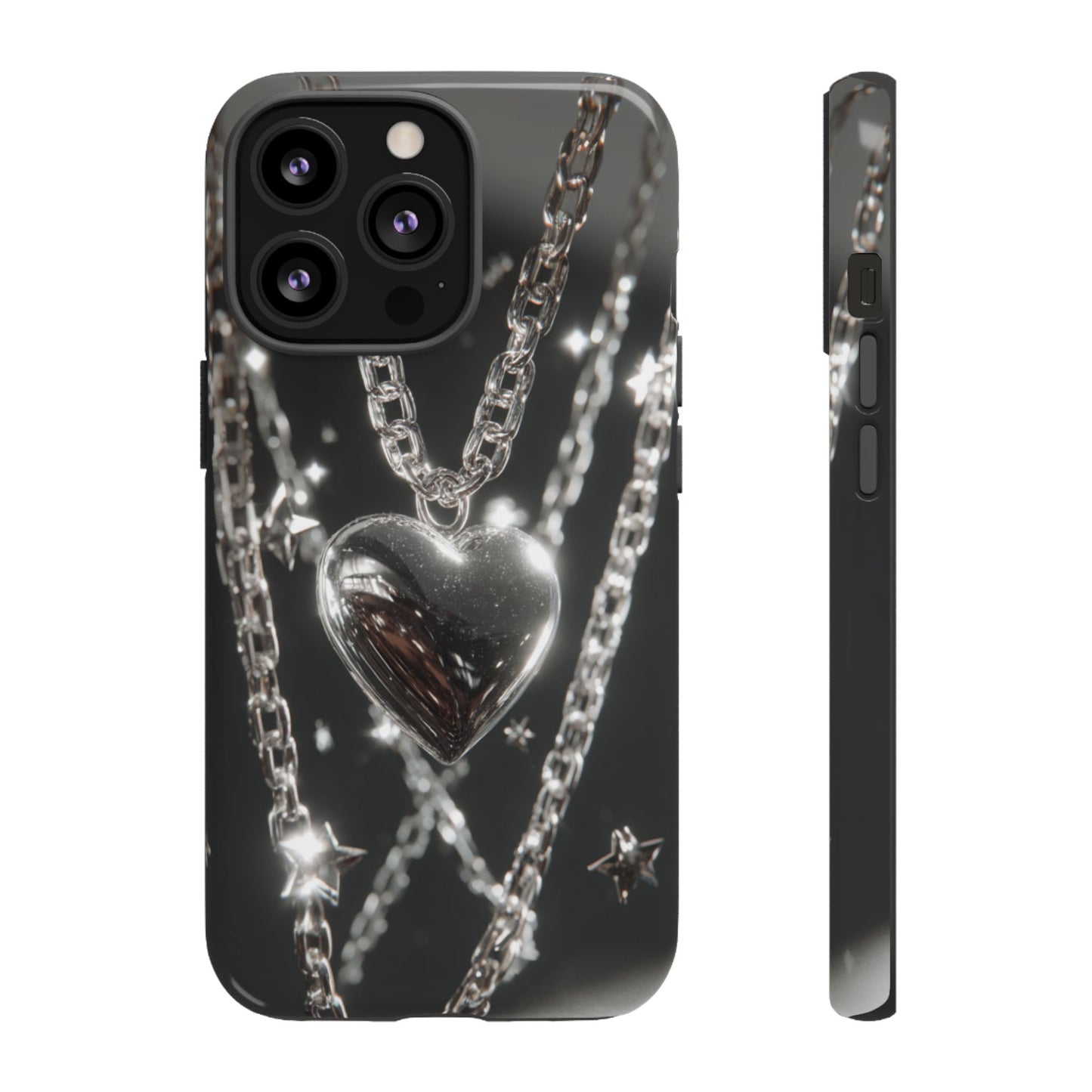Silver Heart Chains - Tough iPhone Case