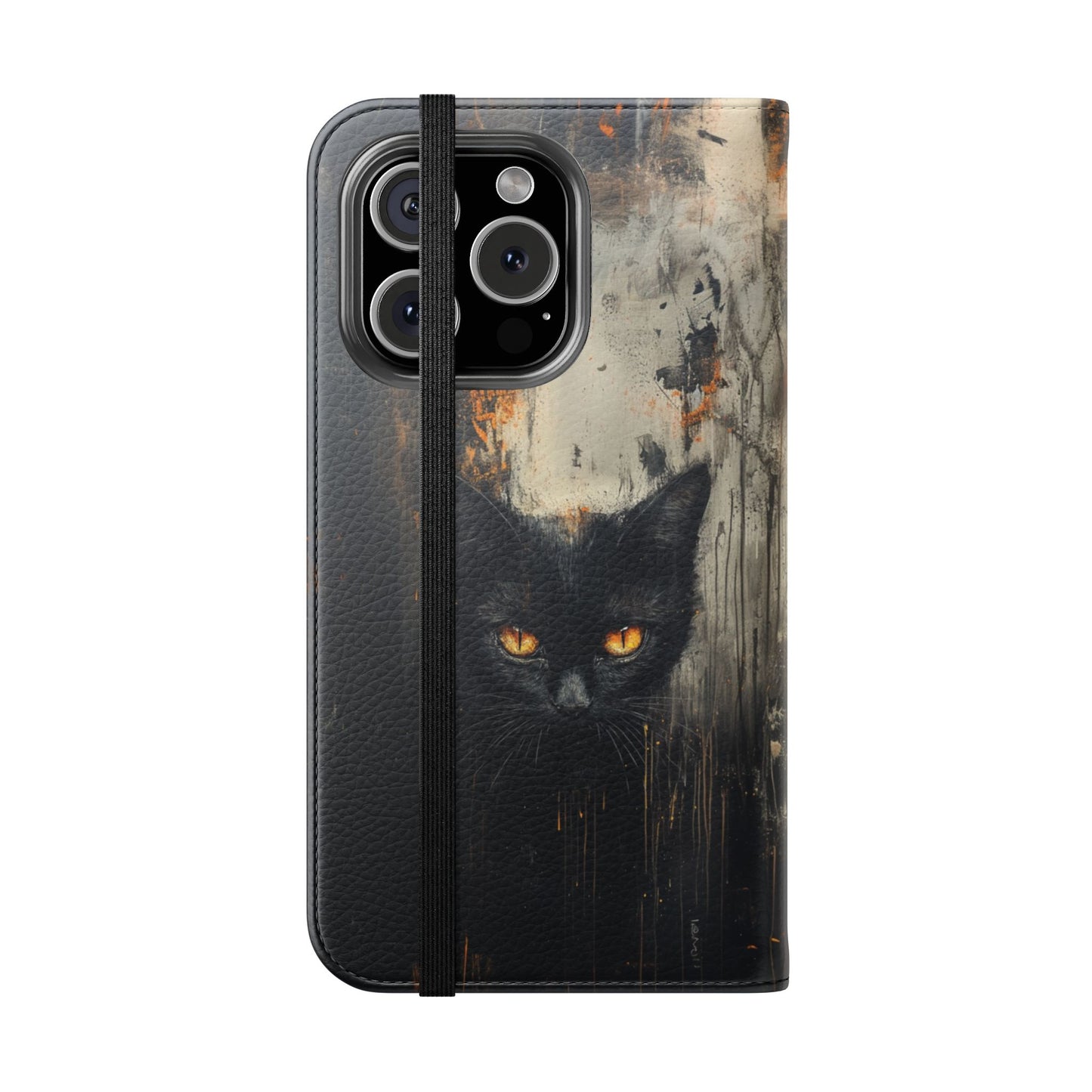 Black Cat Shadow Gaze - Wallet Flip Case