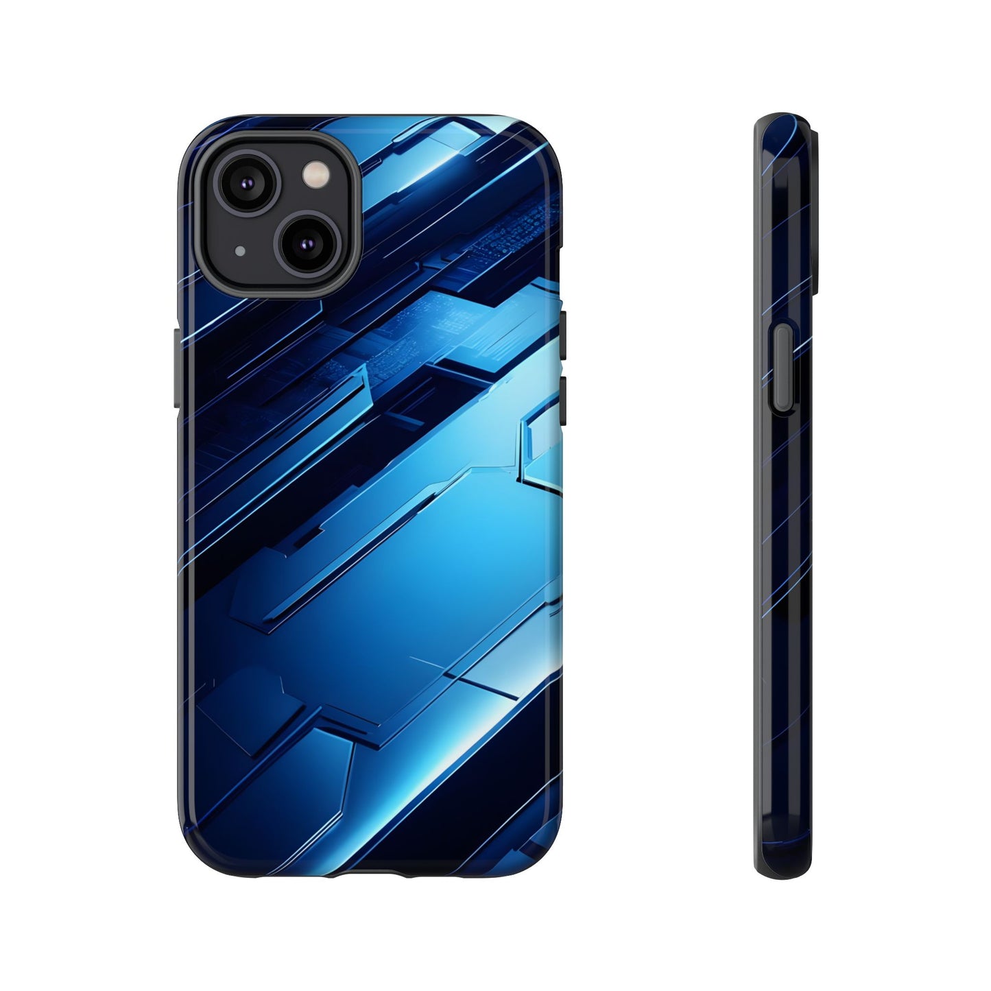 Blue Tech Matrix - Tough iPhone Case