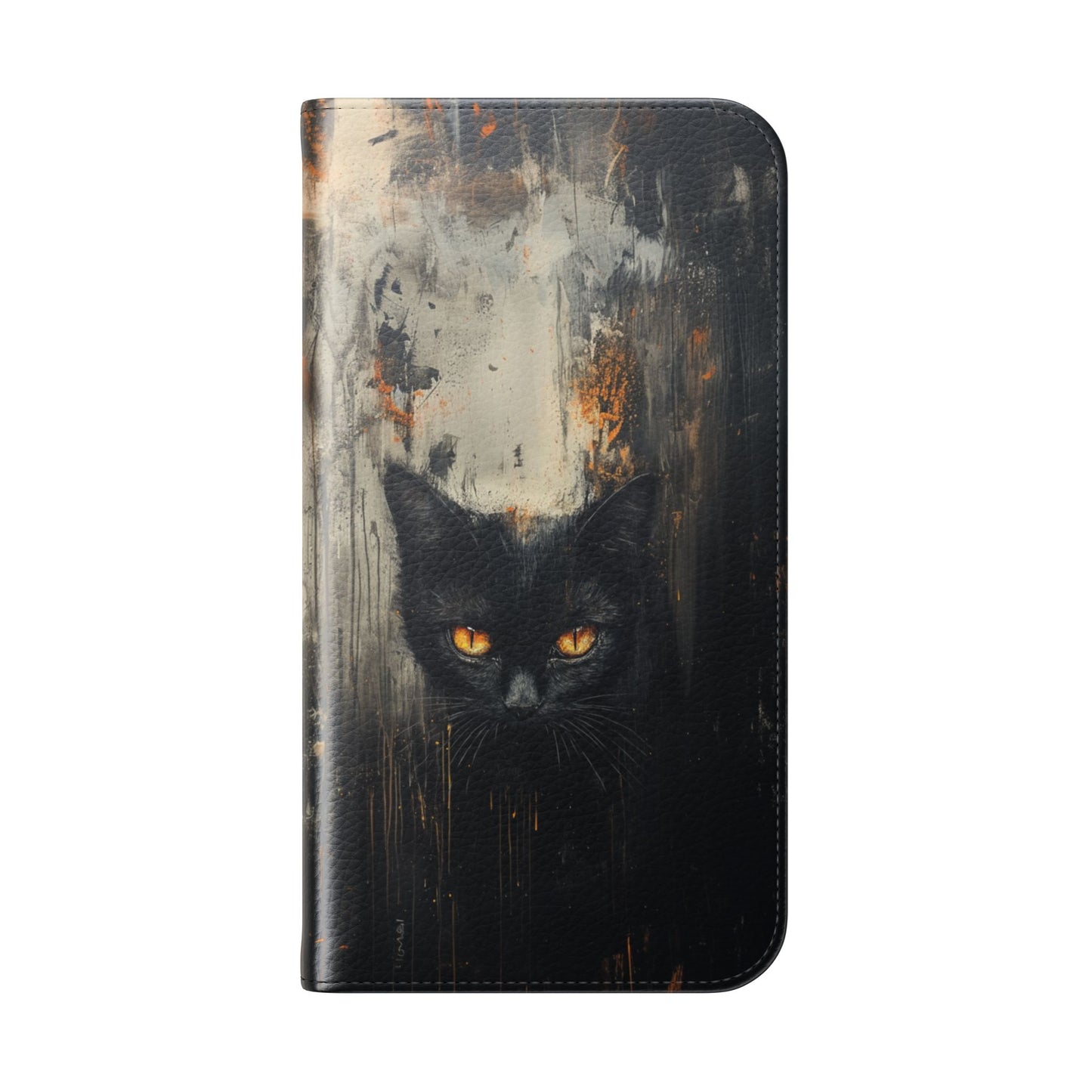Black Cat Shadow Gaze - Wallet Flip Case