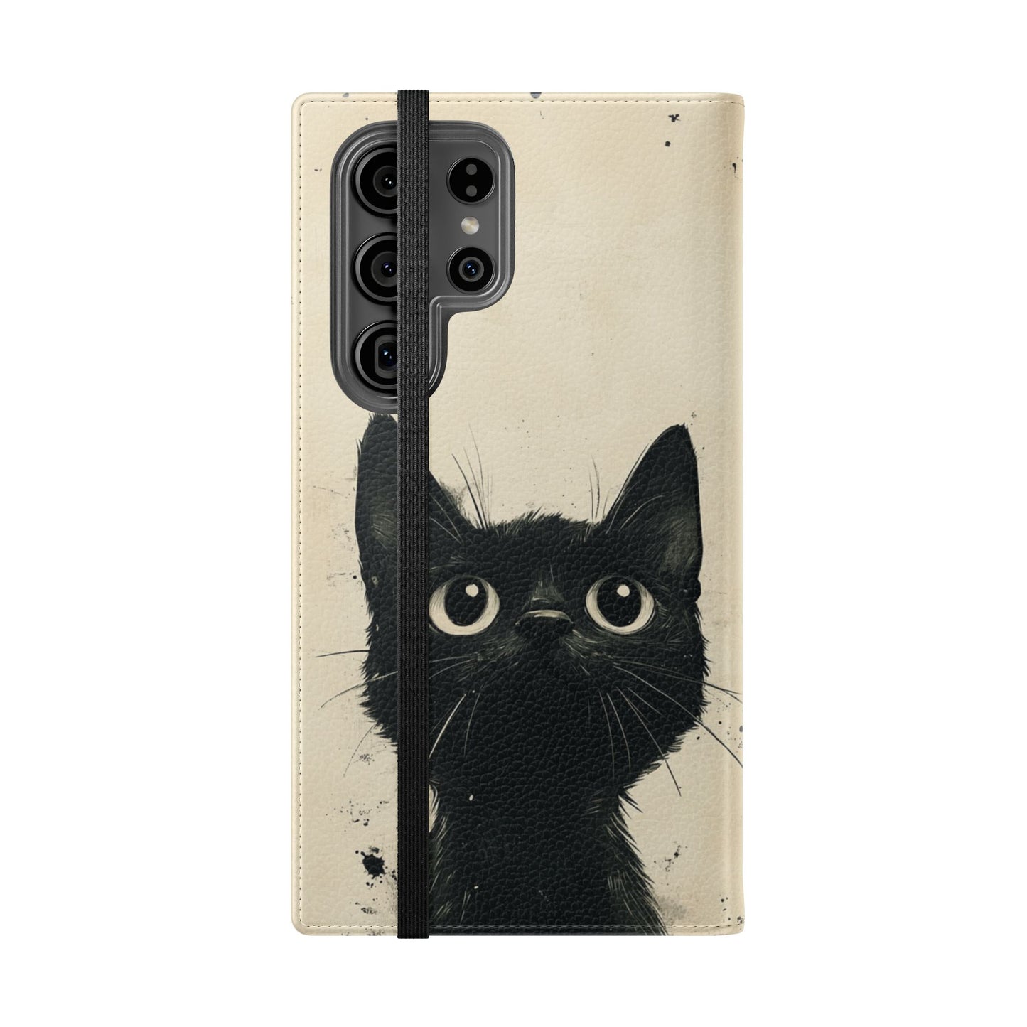 Black Cat Ink Sketch - Wallet Flip Case