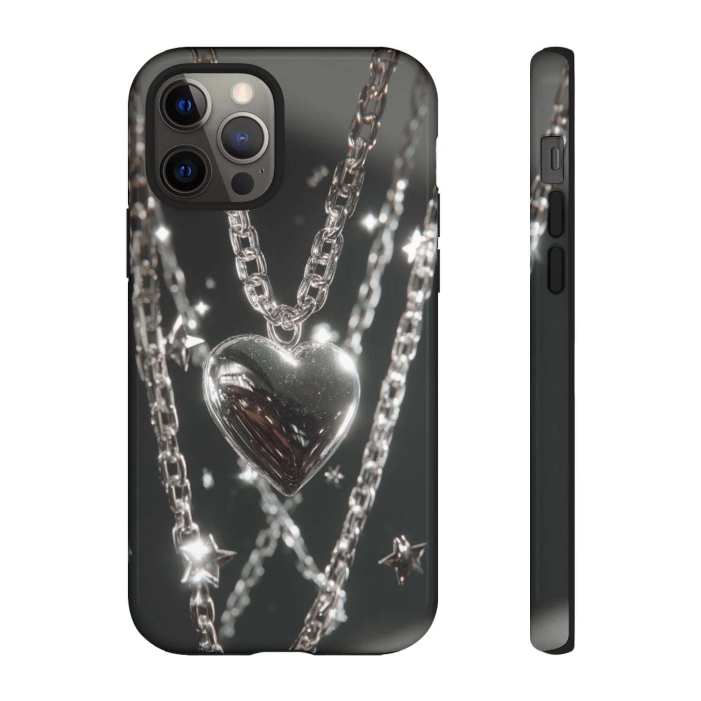 Silver Heart Chains - Tough iPhone Case