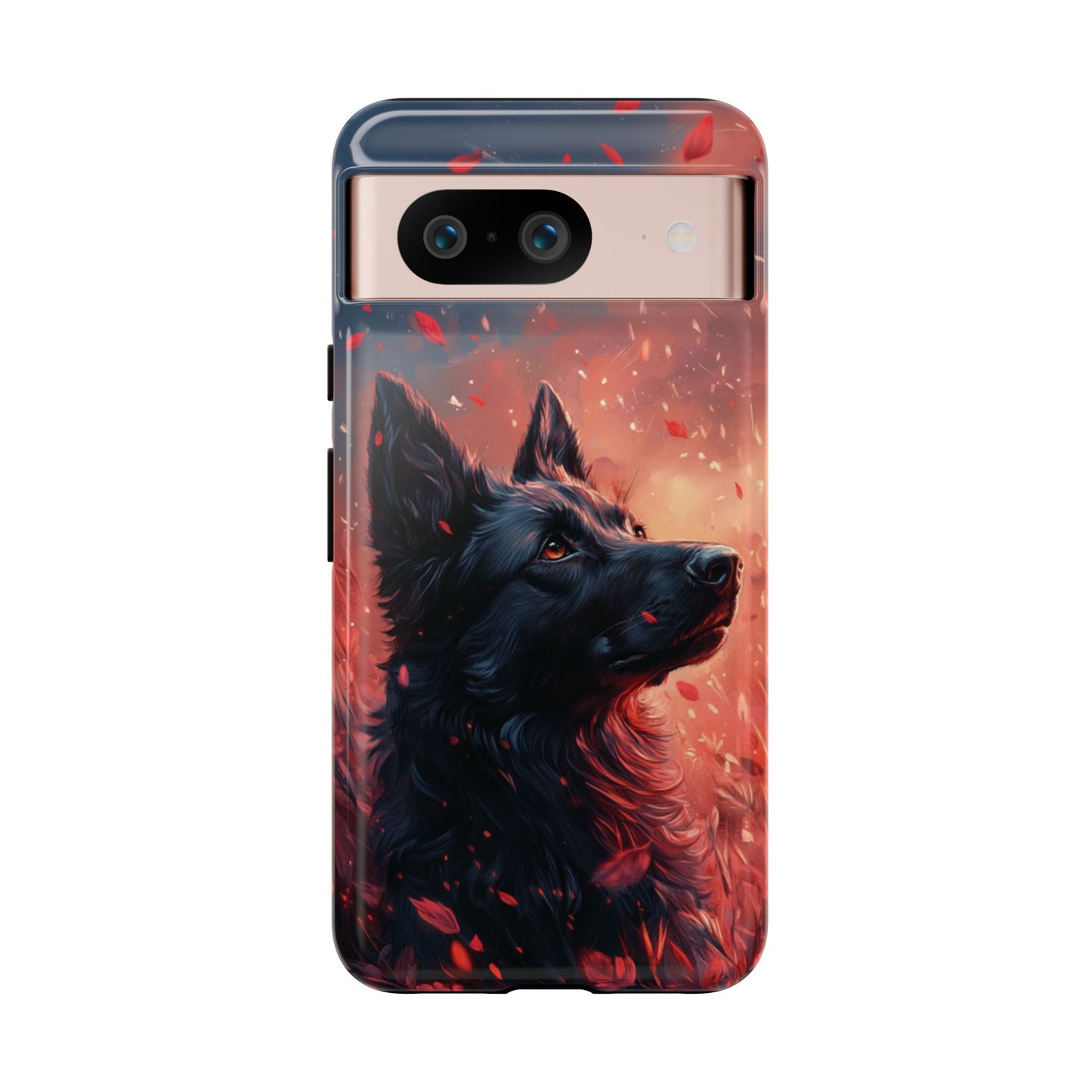 Graceful Canine in Falling Petals Phone Case – iPhone, Google Pixel, Samsung Galaxy