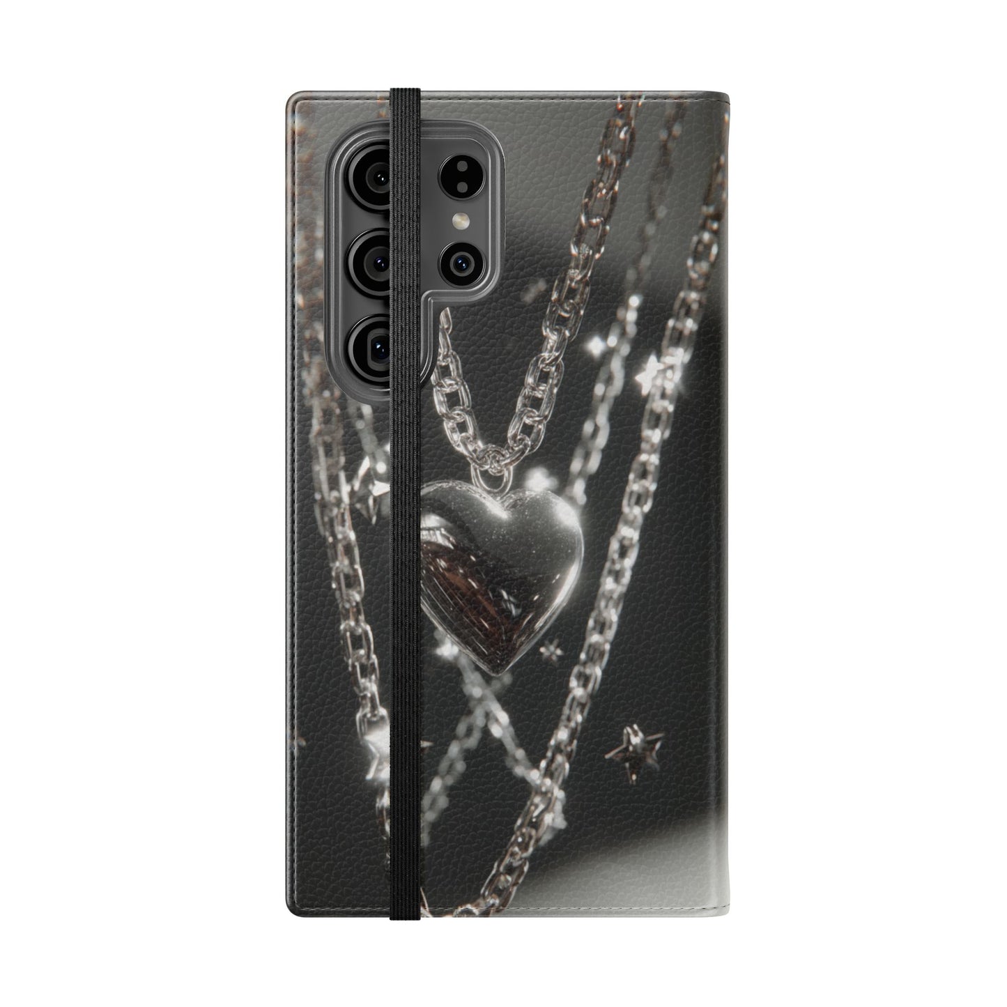 Silver Heart Chains - Wallet Flip Case