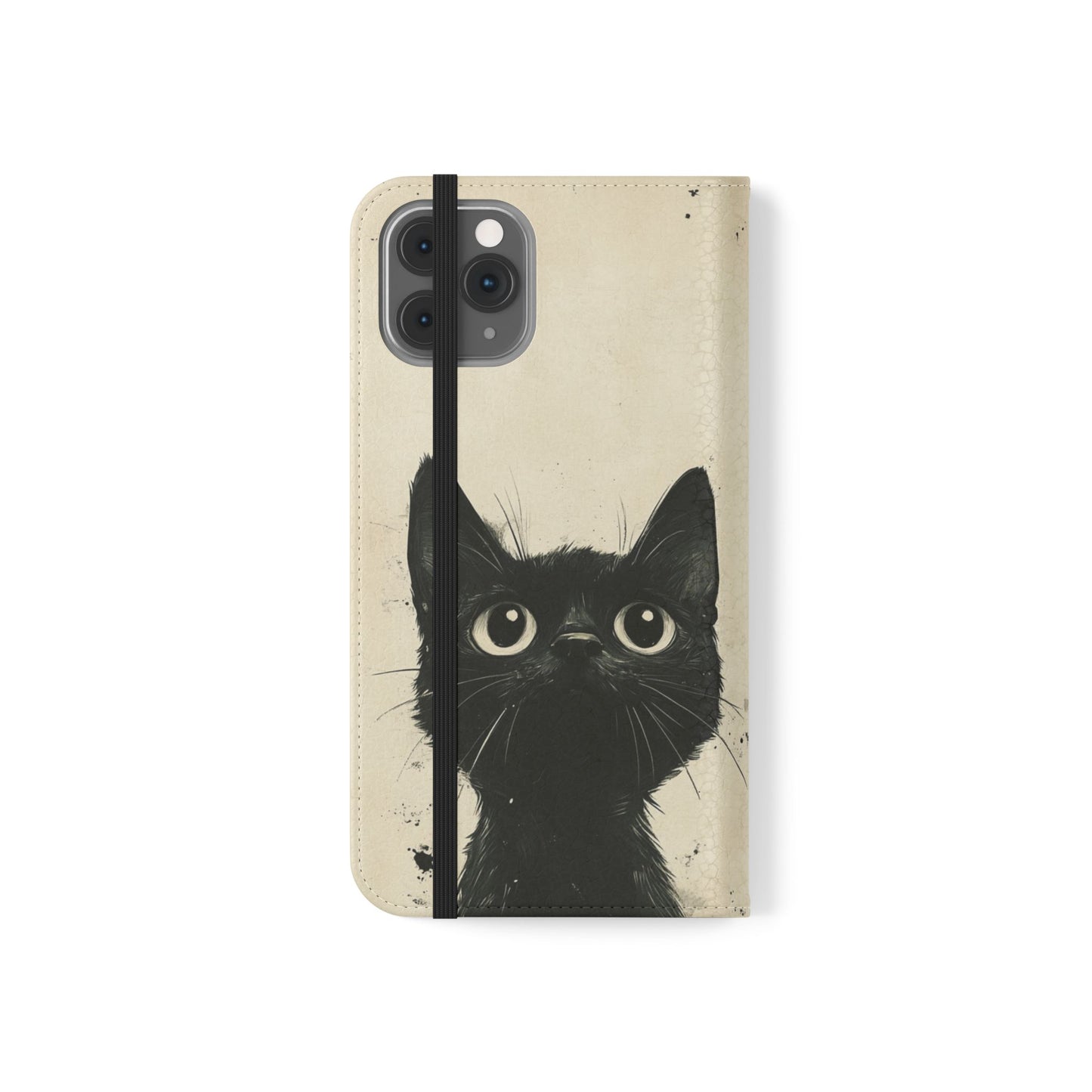 Black Cat Ink Sketch - Wallet Flip Case