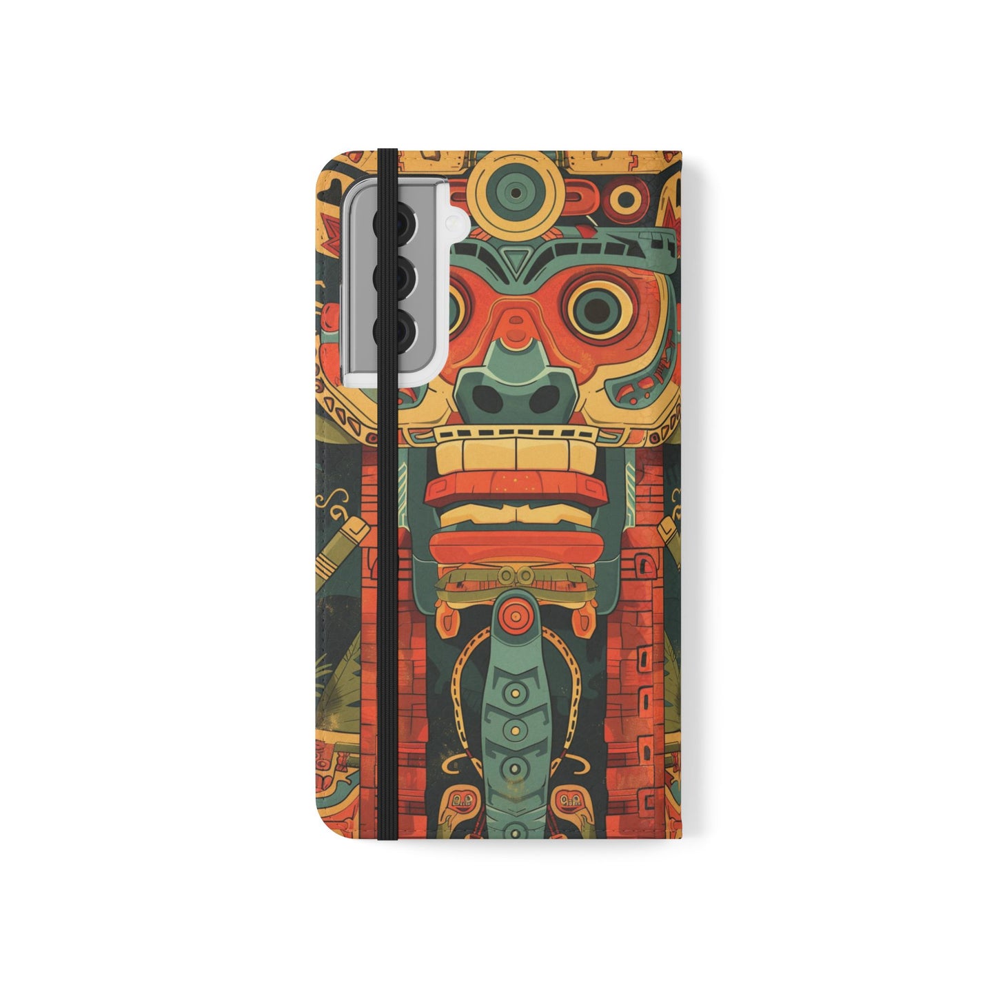 Aztec Totem Mask - Wallet Flip Case