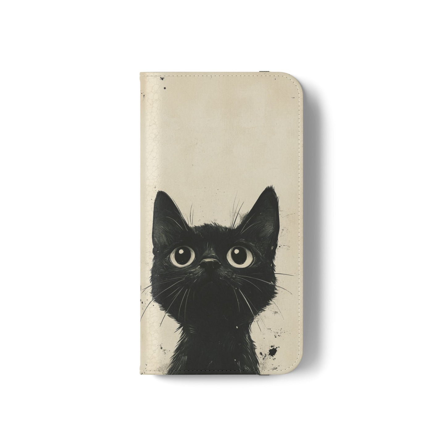 Black Cat Ink Sketch - Wallet Flip Case