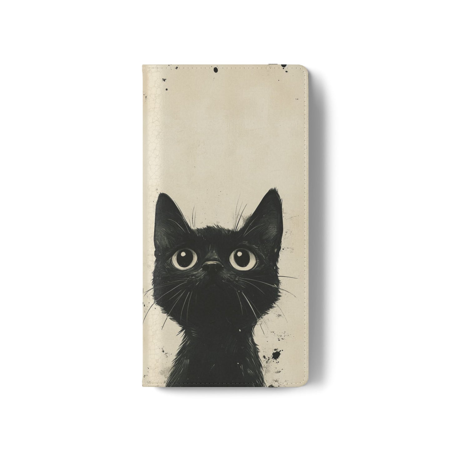 Black Cat Ink Sketch - Wallet Flip Case