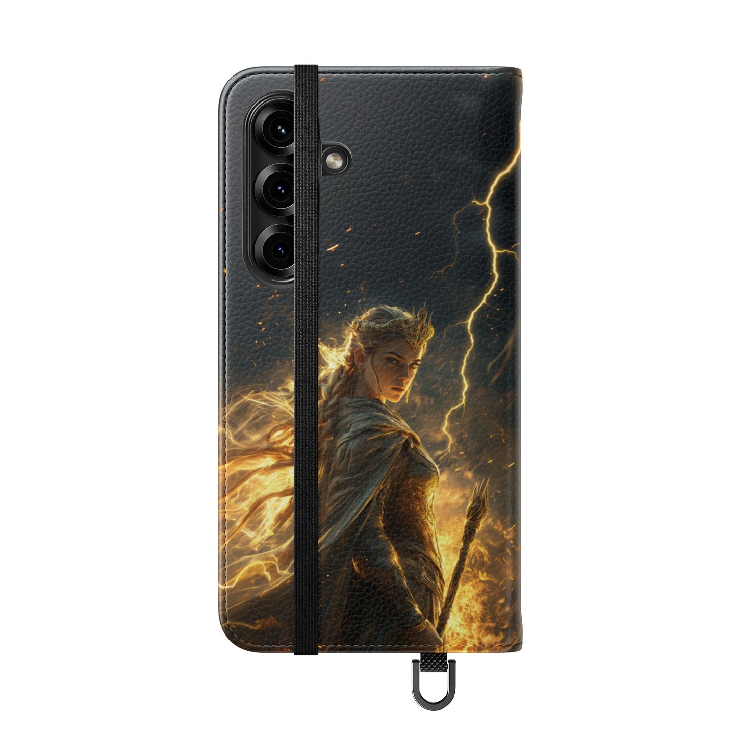 Elf Queen Golden Lightning Storm Crown - Wallet Flip Case