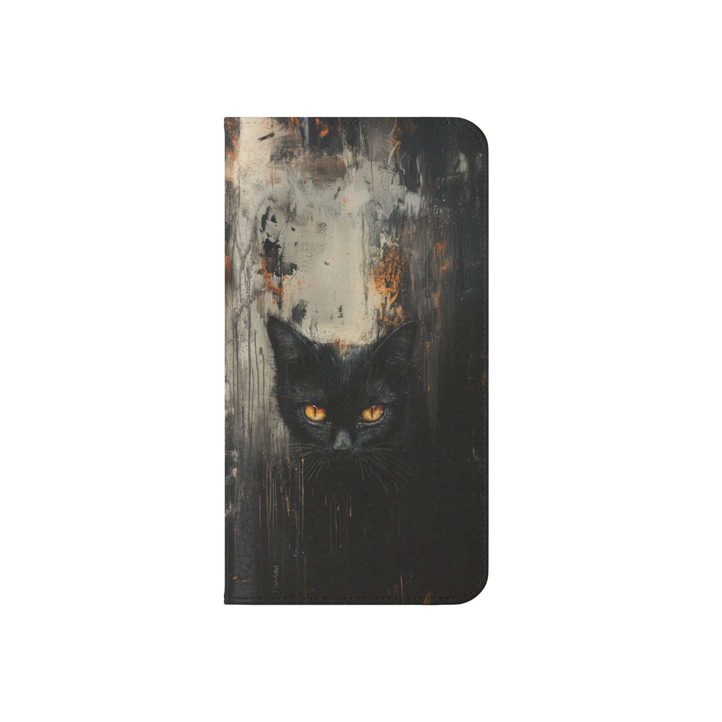 Black Cat Shadow Gaze - Wallet Flip Case