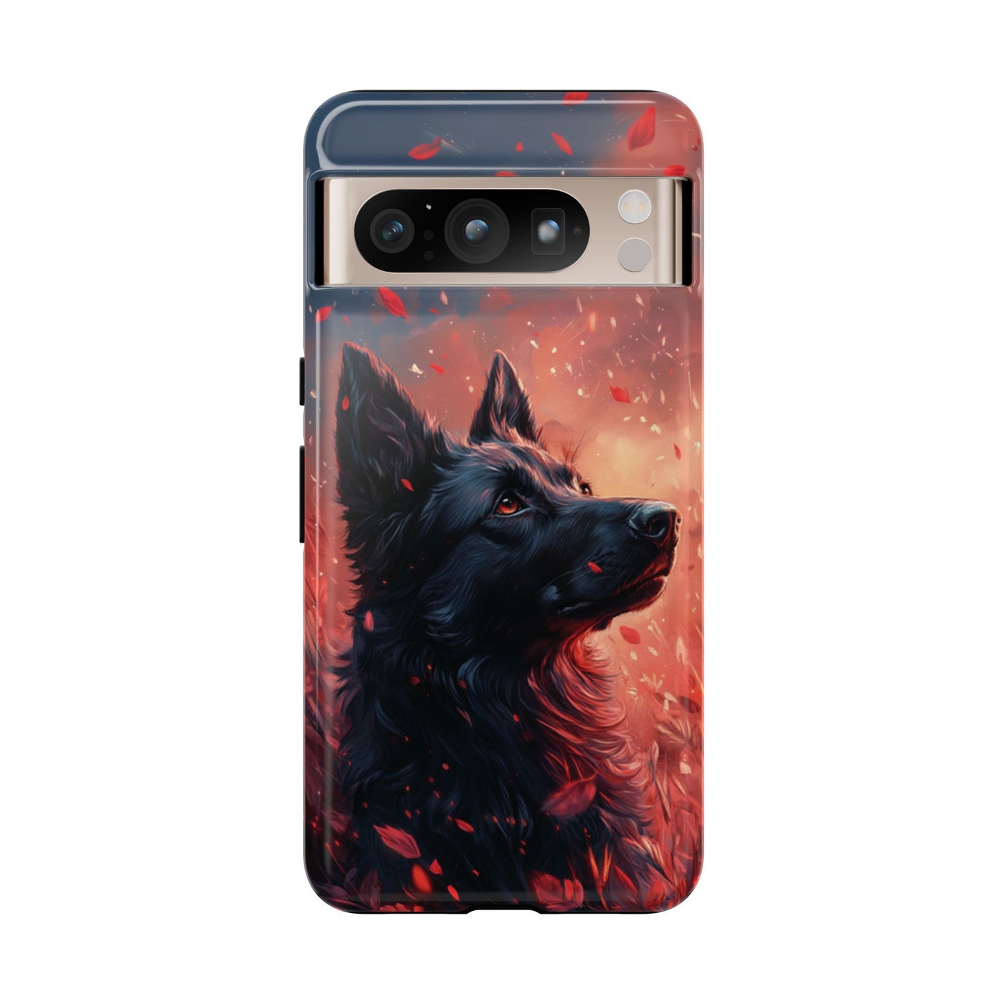 Graceful Canine in Falling Petals Phone Case – iPhone, Google Pixel, Samsung Galaxy