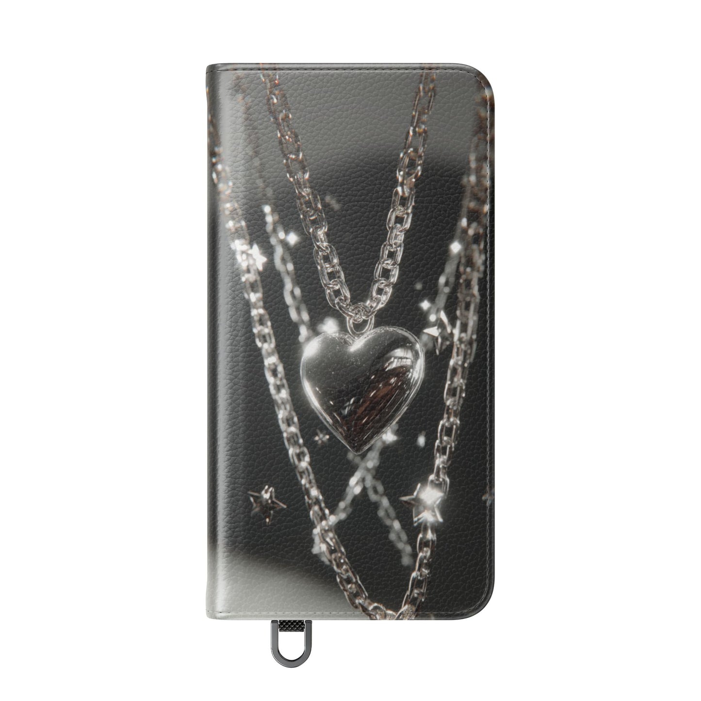 Silver Heart Chains - Wallet Flip Case