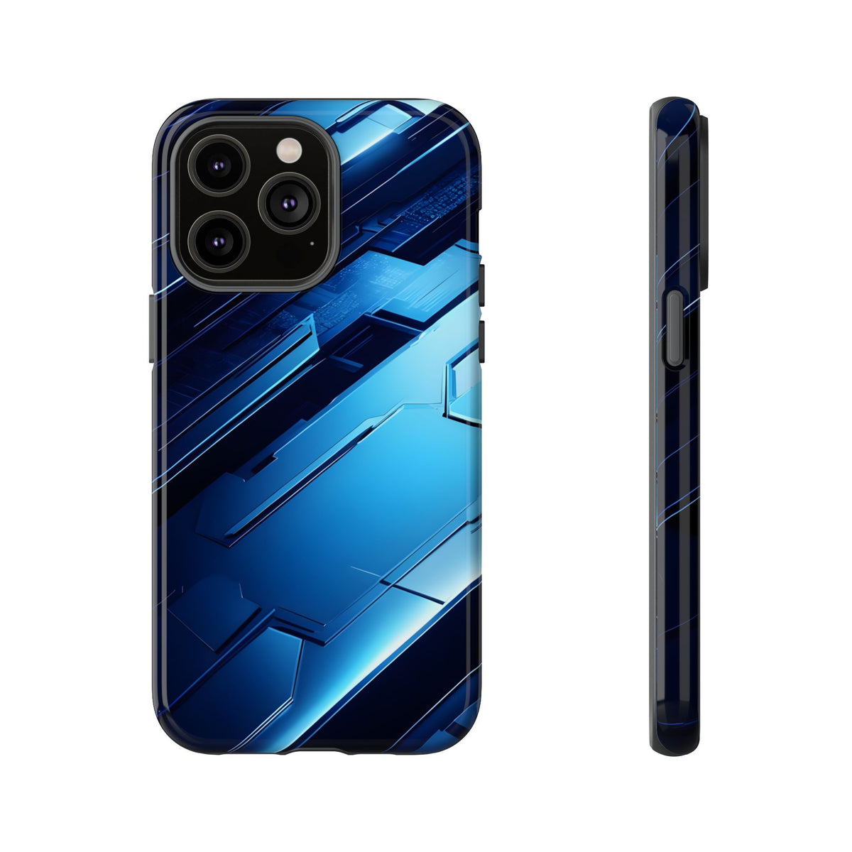 Blue Tech Matrix - Tough iPhone Case
