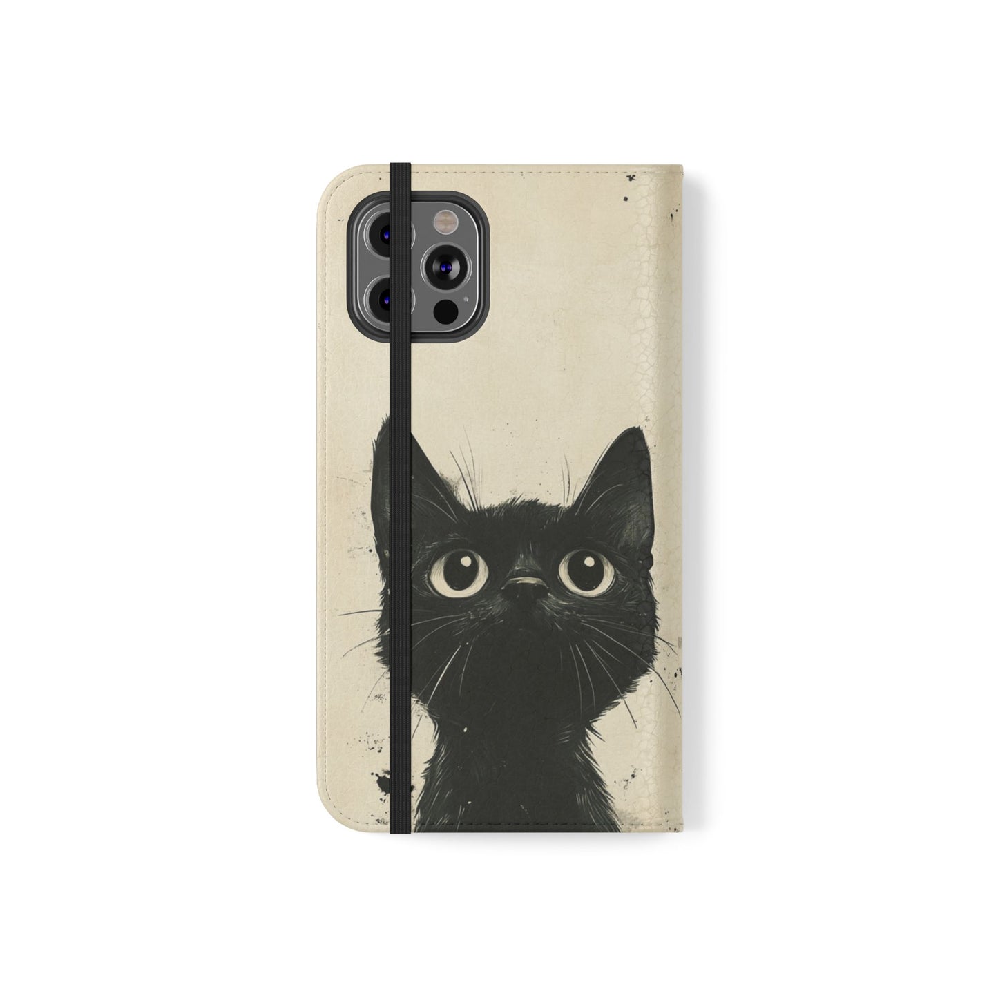 Black Cat Ink Sketch - Wallet Flip Case