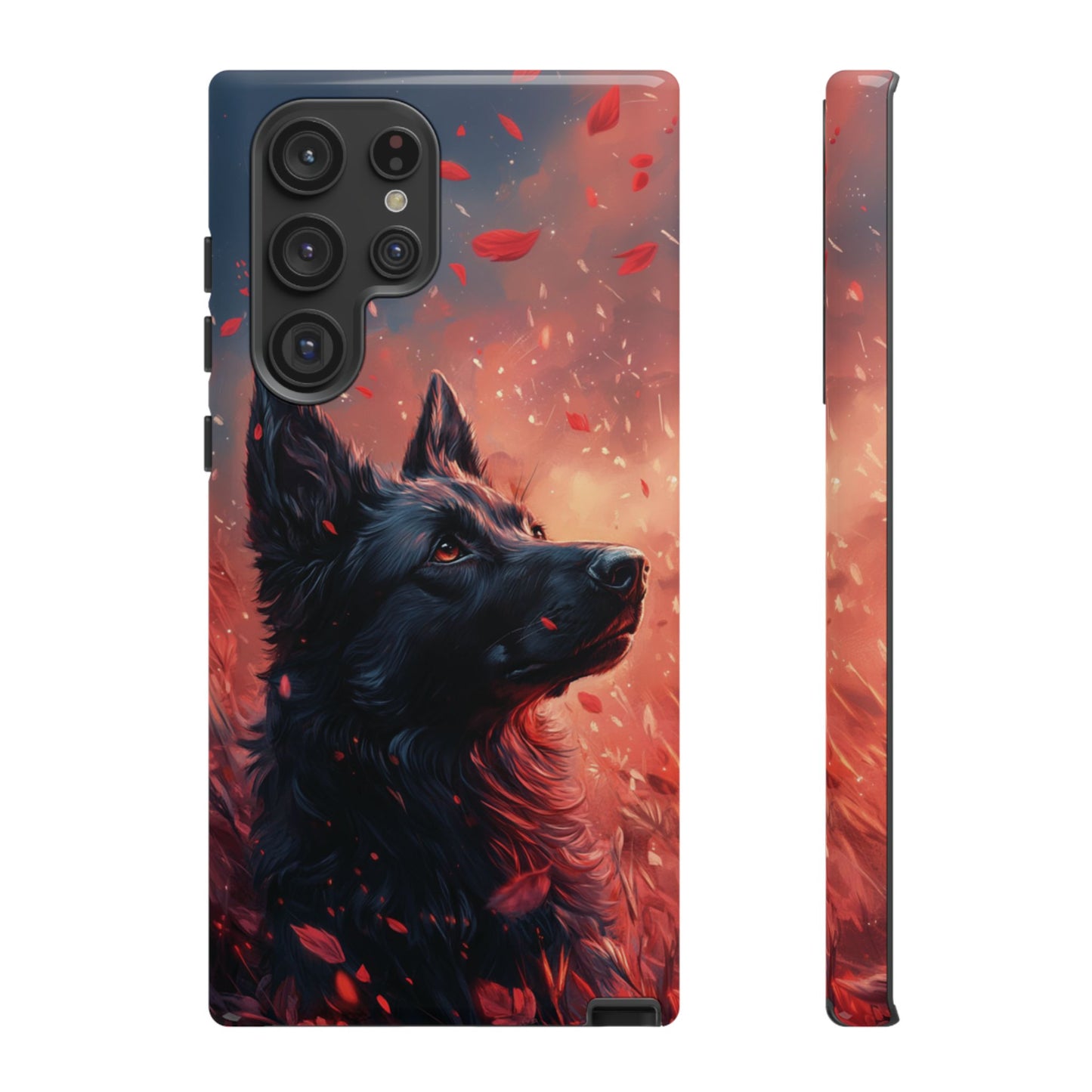 Graceful Canine in Falling Petals Phone Case – iPhone, Google Pixel, Samsung Galaxy